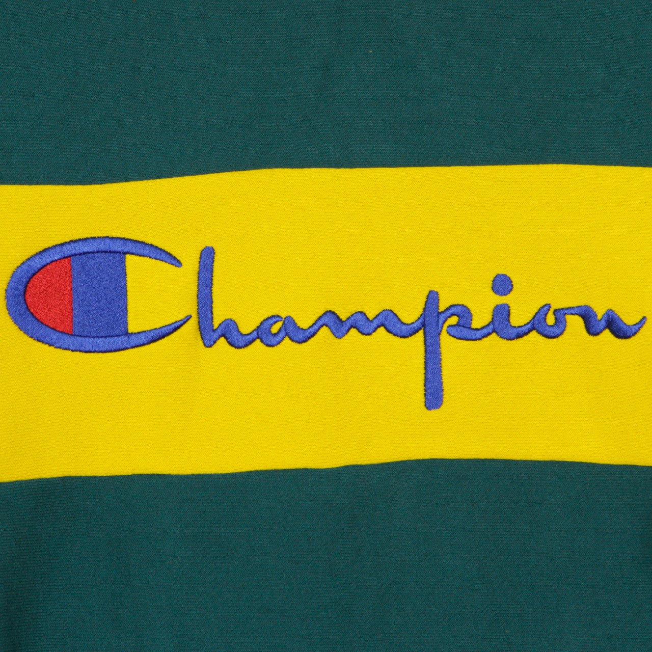 Champion, Felpa Girocollo Uomo Colour Block Kangaroo Pocket Reverse Weave, Green/yellow