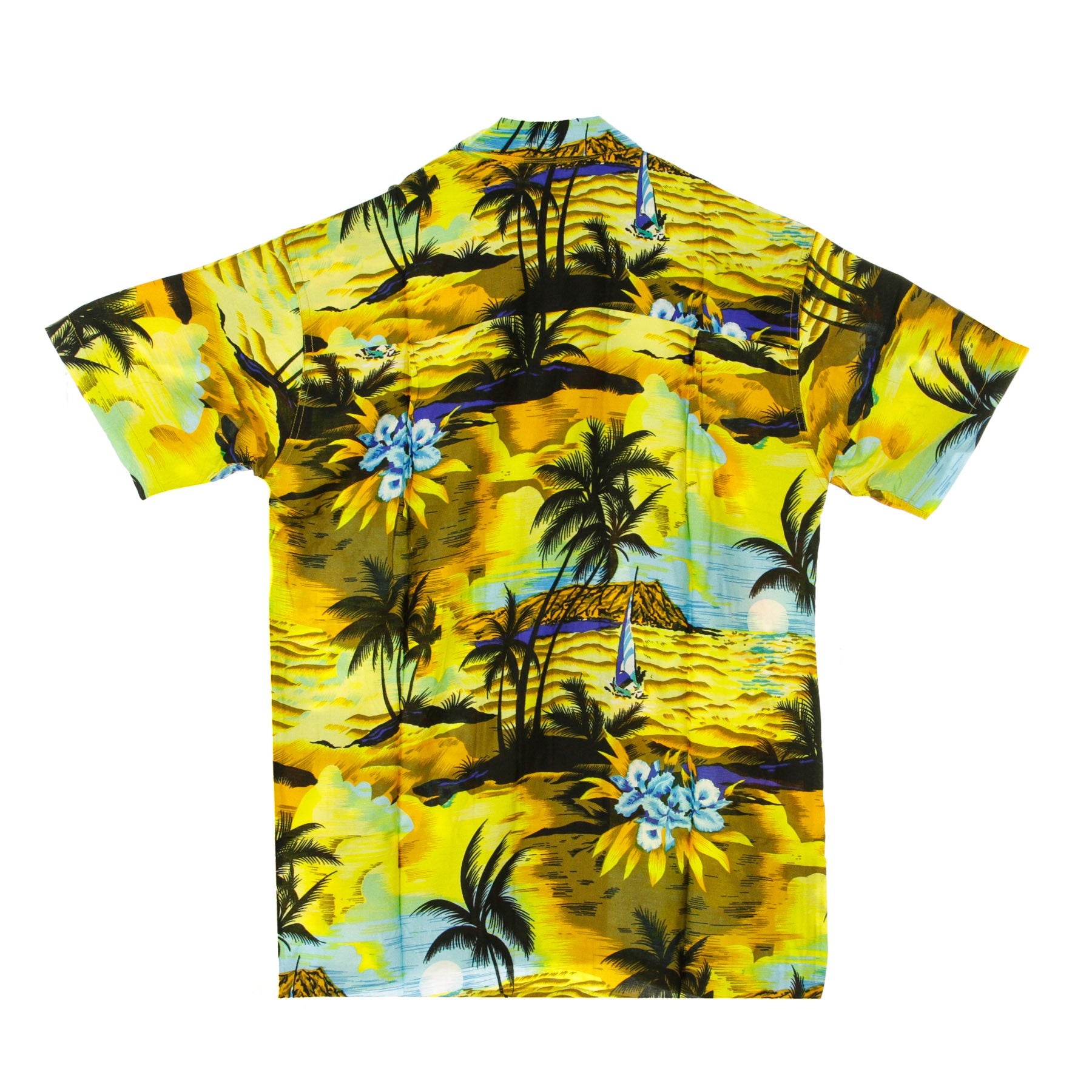 Camicia Manica Corta Uomo Hawaiian Shirt Sunset Yellow