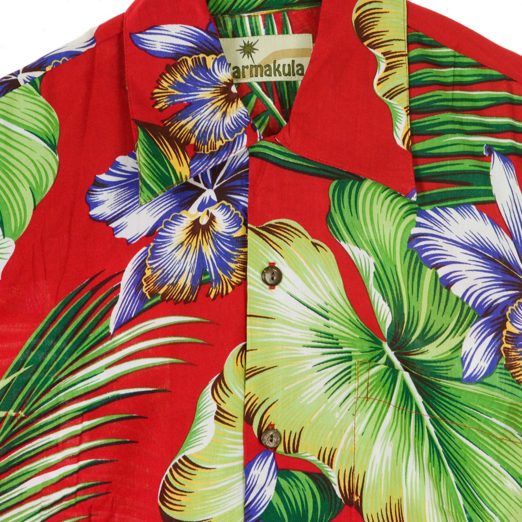 Camicia Manica Corta Uomo Hawaiian Shirt Manoa Red