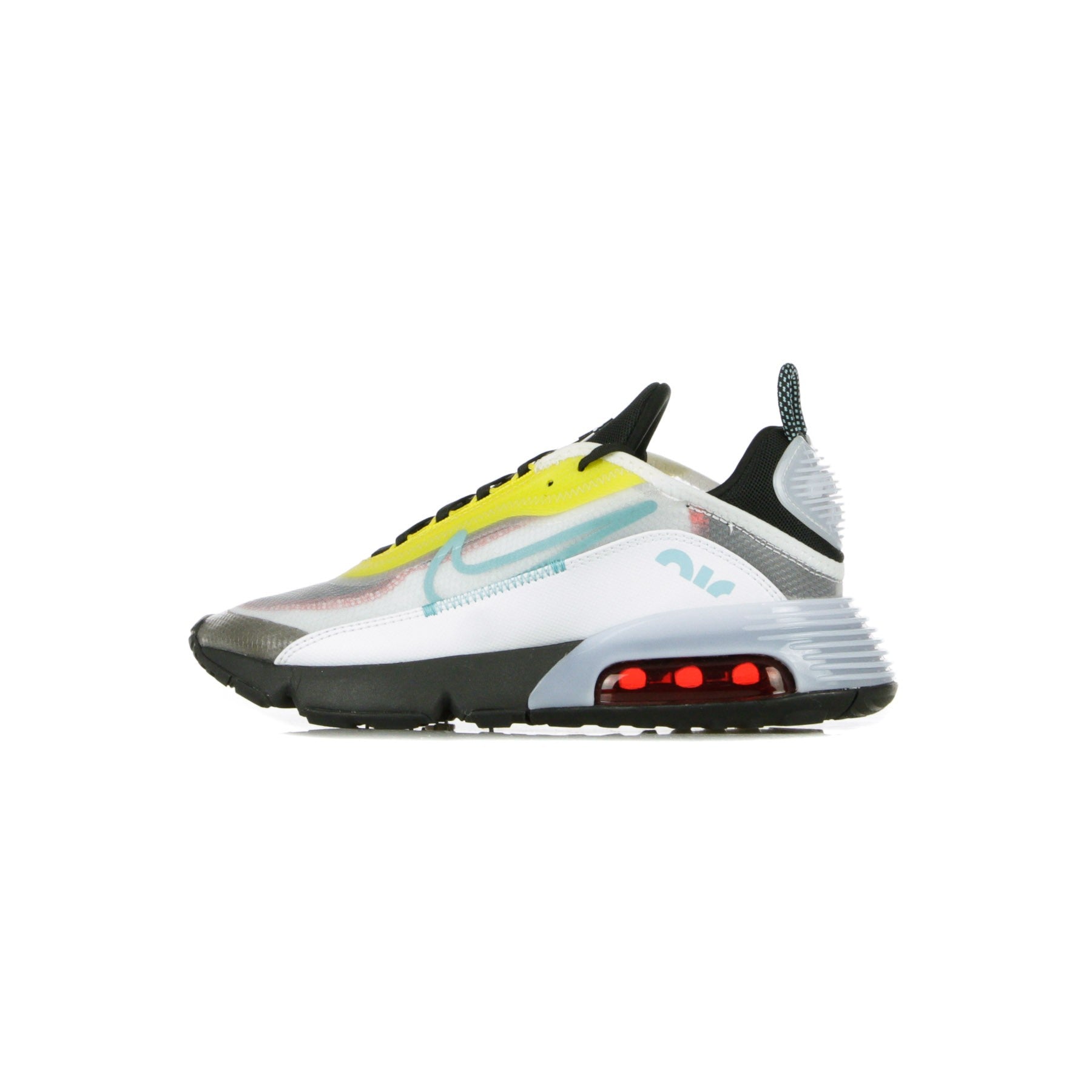 Nike, Scarpa Bassa Uomo Air Max 2090, White/bleached Aqua/black/speed Yellow