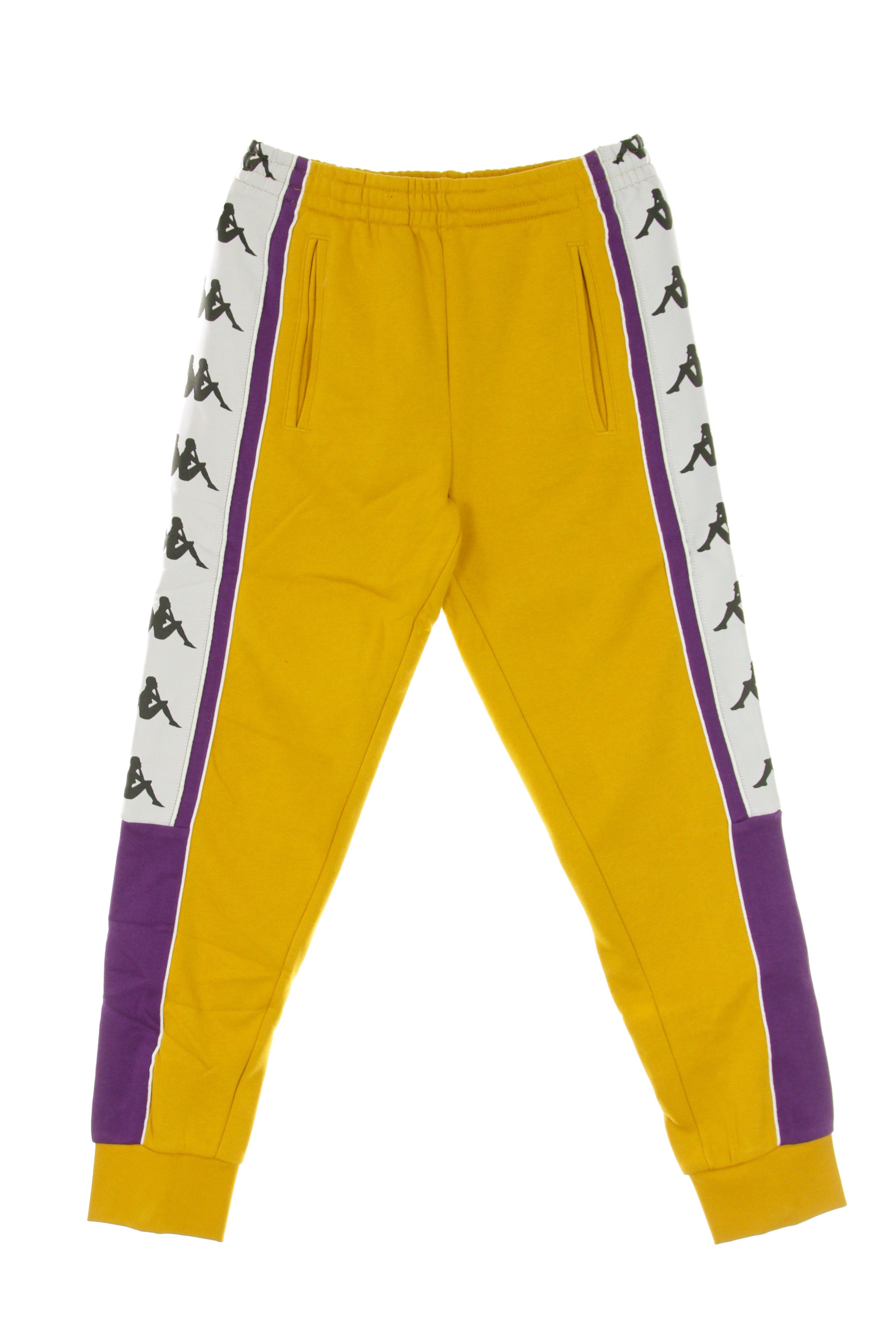 Banda 10 Delaz Men's Fleece Tracksuit Pants Yellow Ochre/violet/white