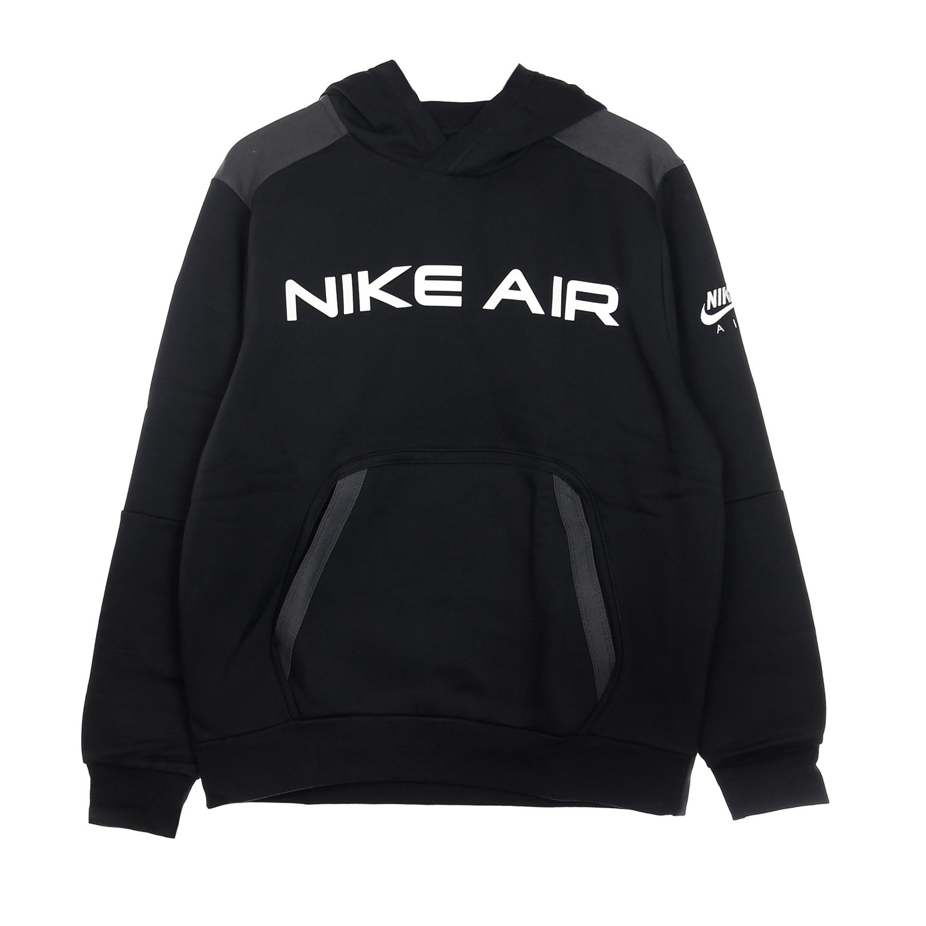 Nike, Felpa Cappuccio Uomo Sportswear Air Hoodie, Black/dk Smoke Grey/white