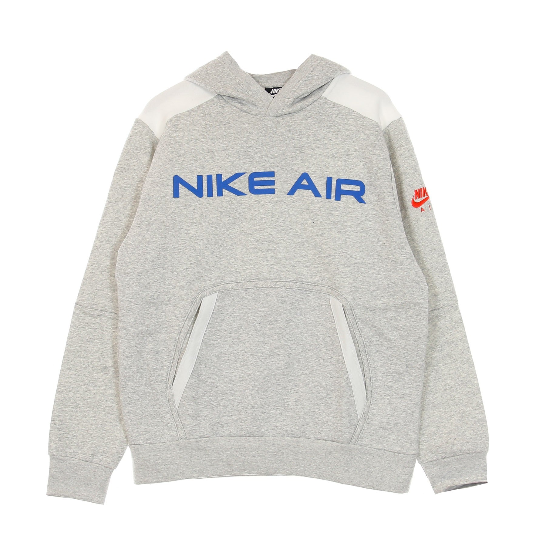 Nike, Felpa Cappuccio Uomo Sportswear Air Hoodie, Grey Heather/summit White/infrared 23