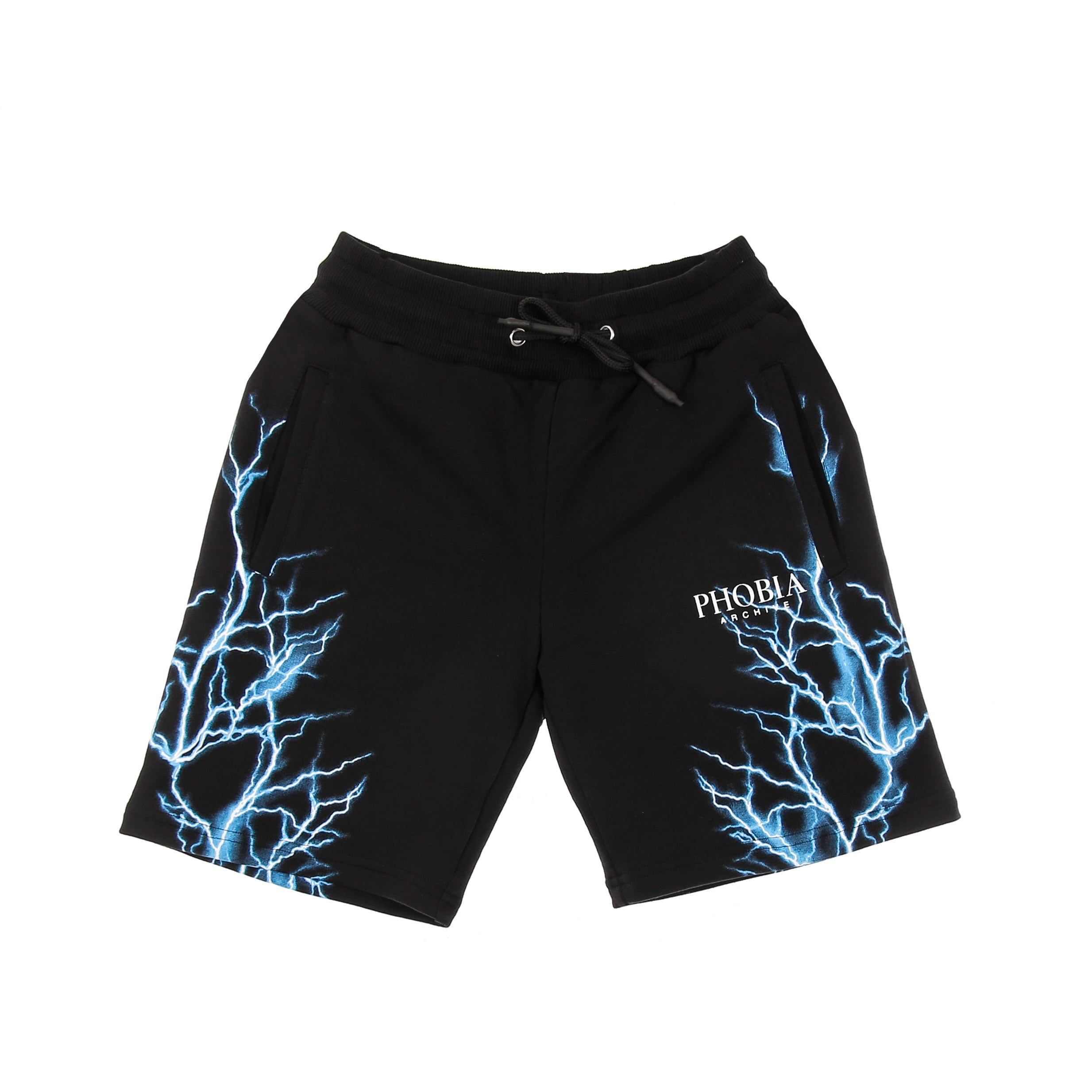 Men's Tracksuit Shorts Light Blue Lightning Shorts Black/light Blue
