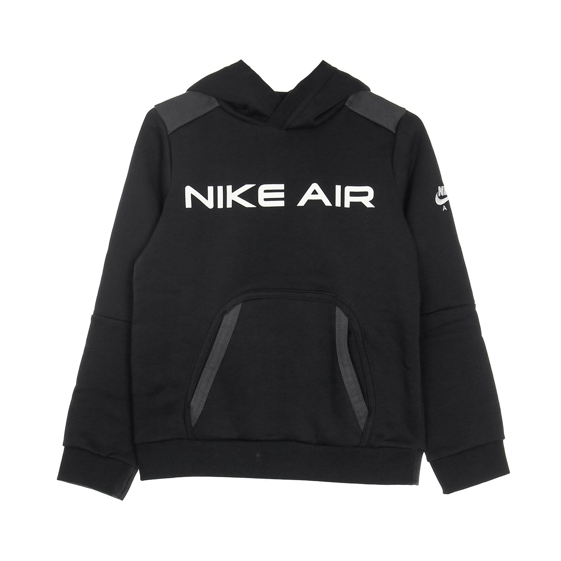 Nike, Felpa Cappuccio Ragazzo Air Hoodie, Black/dk Smoke Grey/white