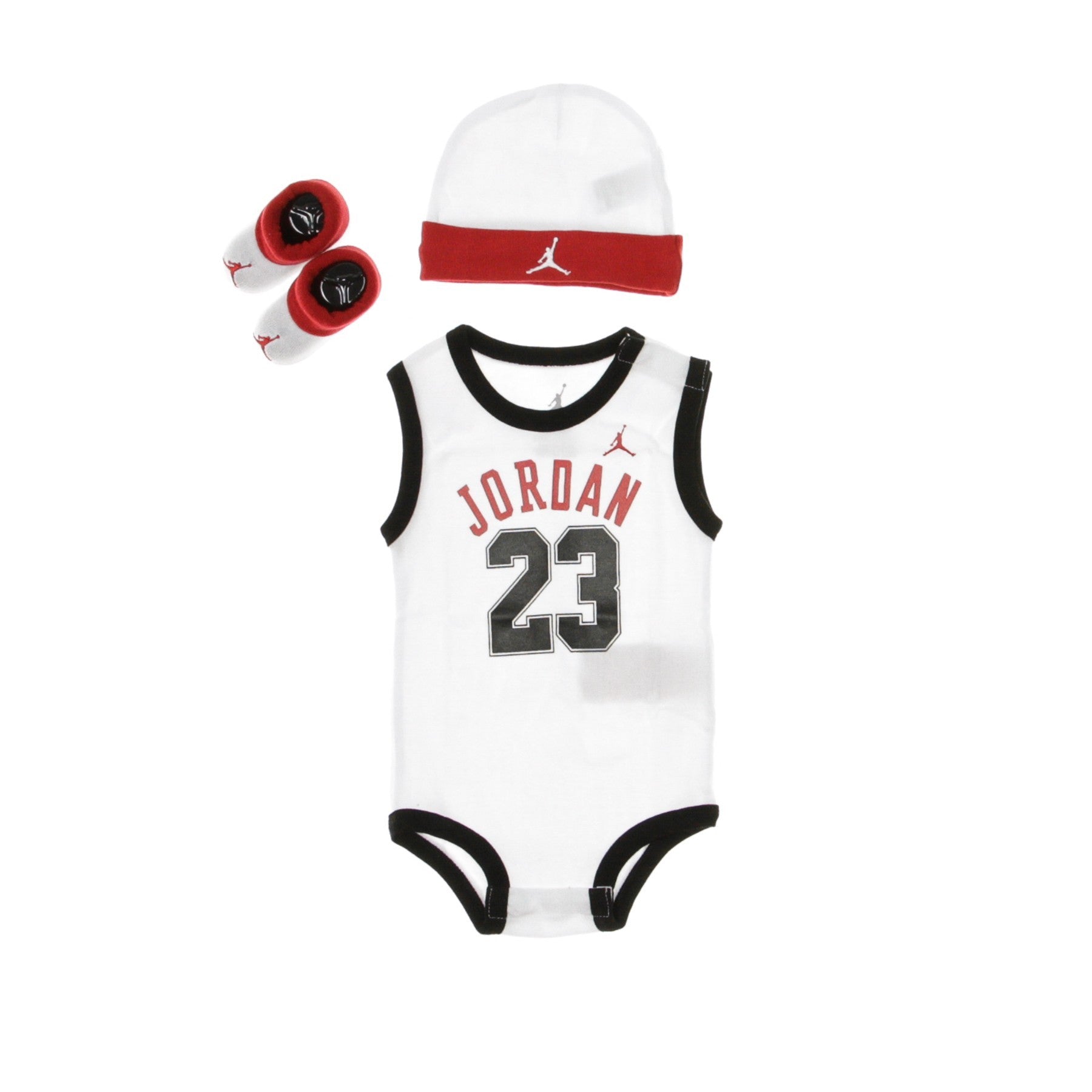 Baby Bodysuit+hat+socks Set Jordan 23 Jersey Bodysuit &amp;hat Set White