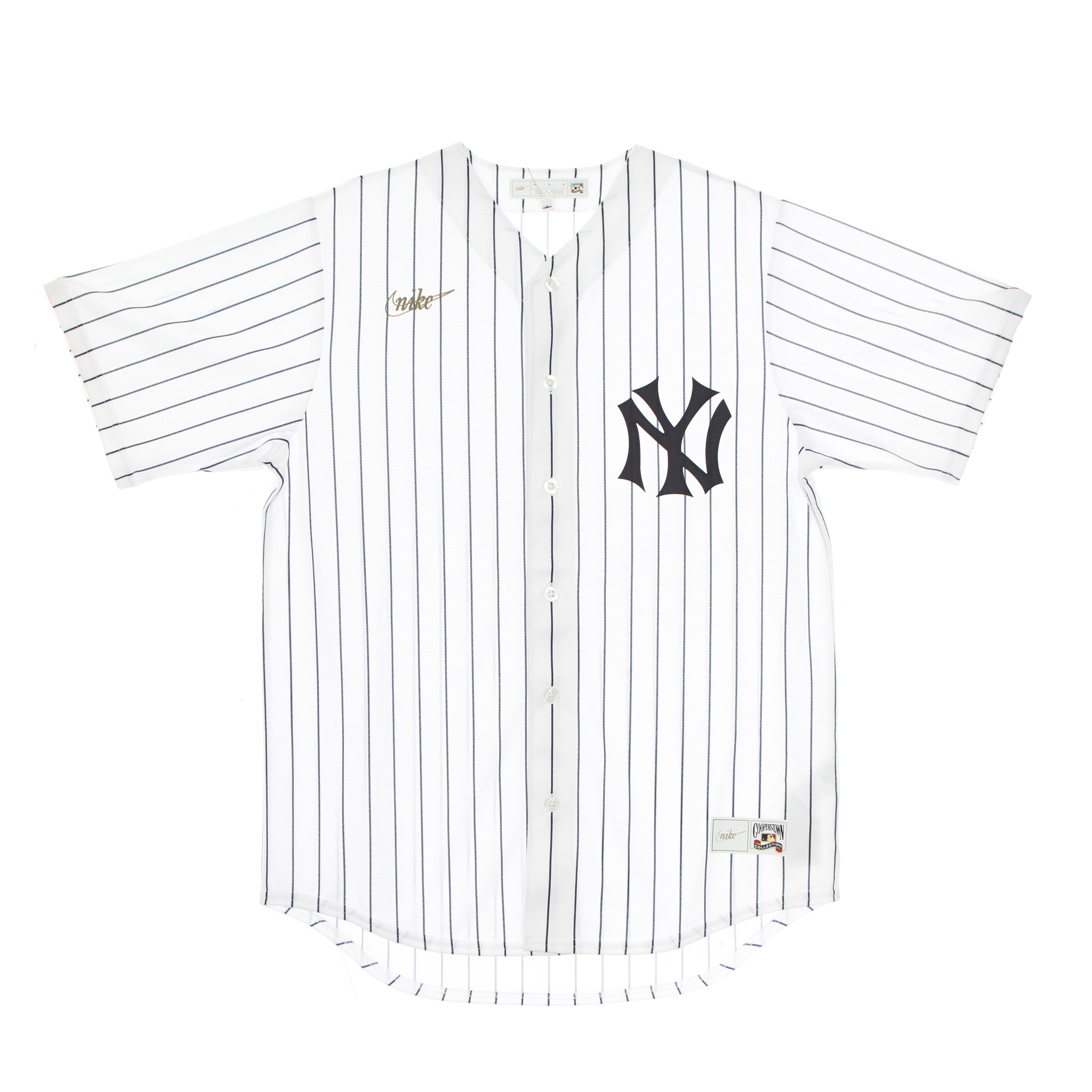 Men's Baseball Jacket Mlb Official Cooperstown Jersey Neyyan White/pro Navy Pinstripe