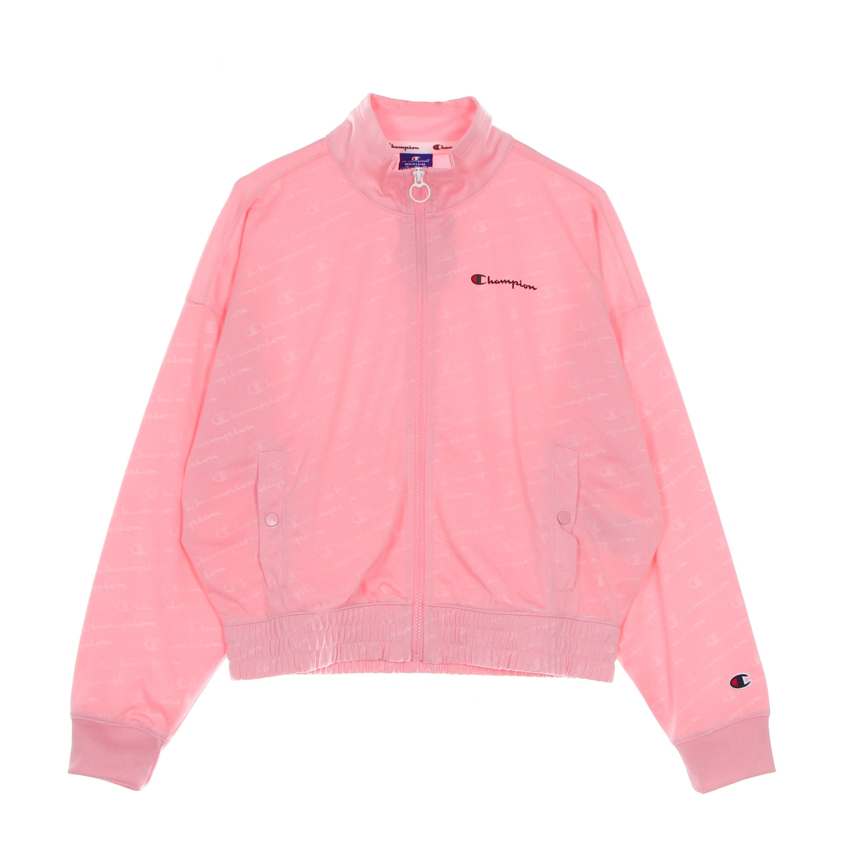 Women's Tracksuit Jacket Allover Logo Full Zip Sweatshirt Pink