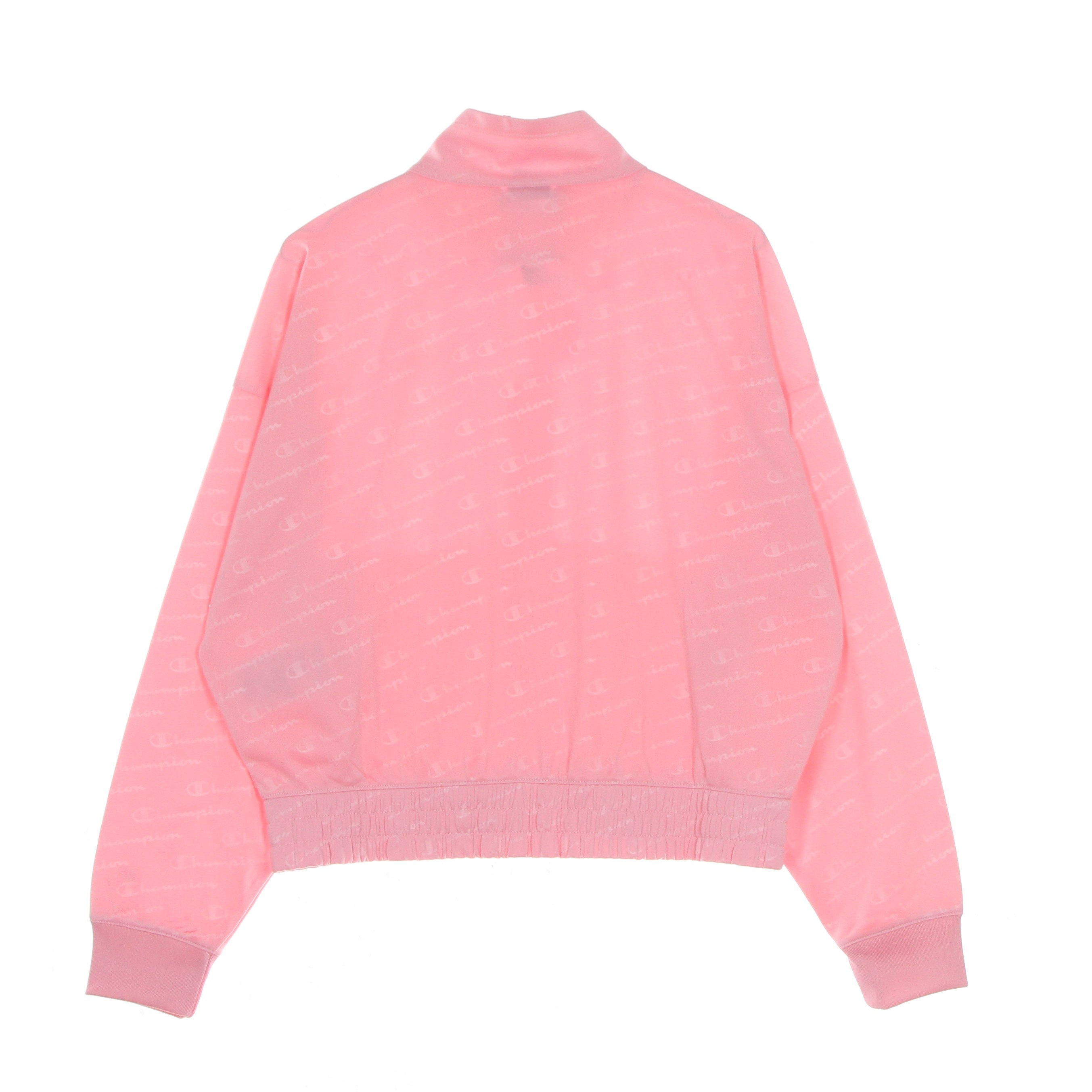 Women's Tracksuit Jacket Allover Logo Full Zip Sweatshirt Pink