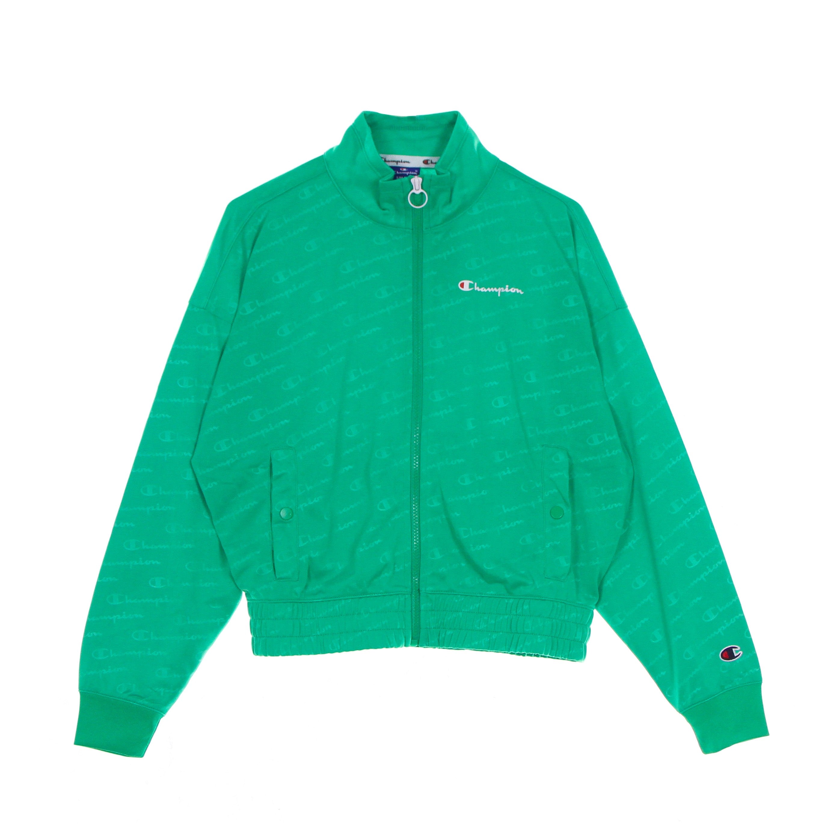 Women's Tracksuit Jacket Allover Logo Full Zip Sweatshirt Mint Green