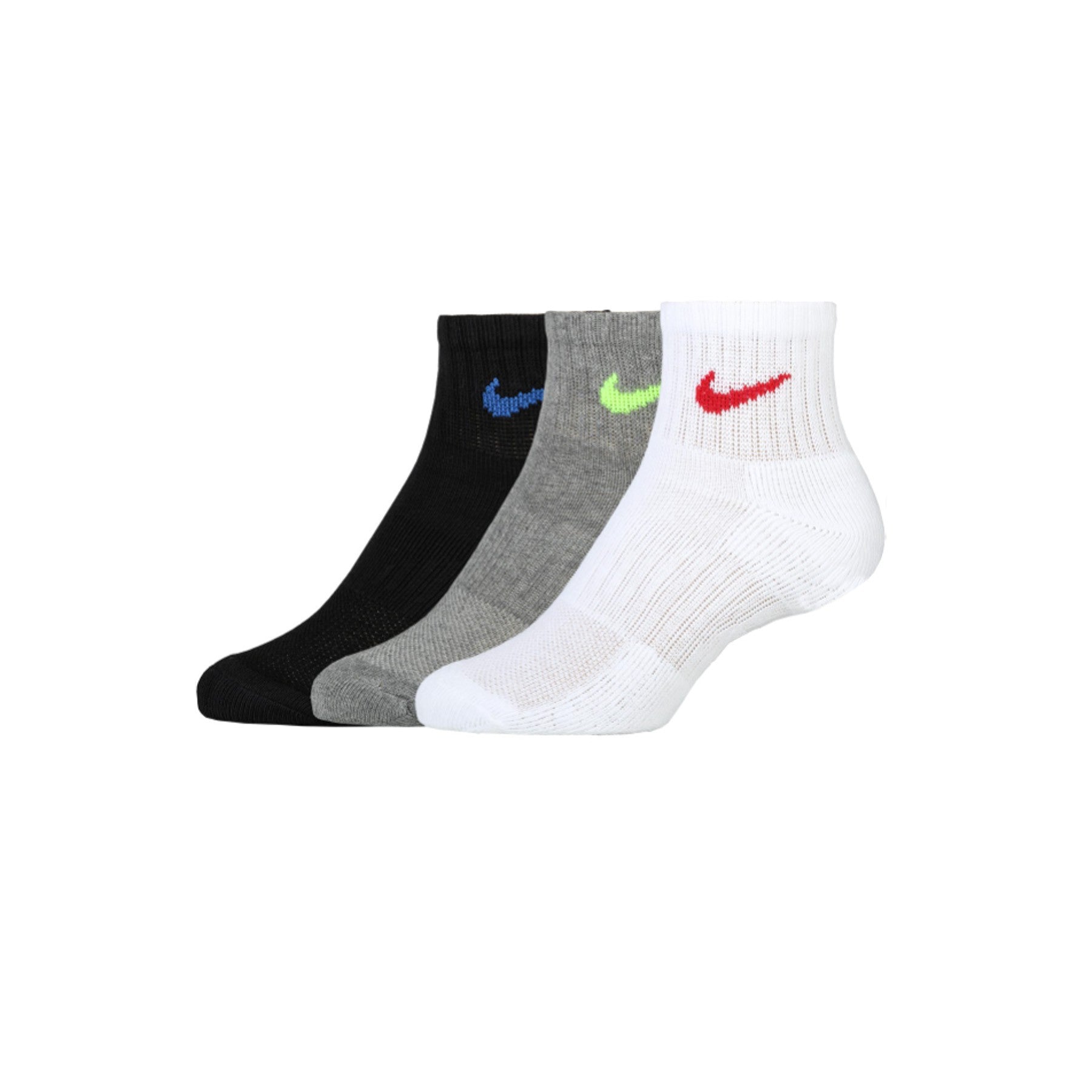 Nike, Calza Bassa Ragazzo Y Everyday Cush Ankle 3pr, Grey/black/white