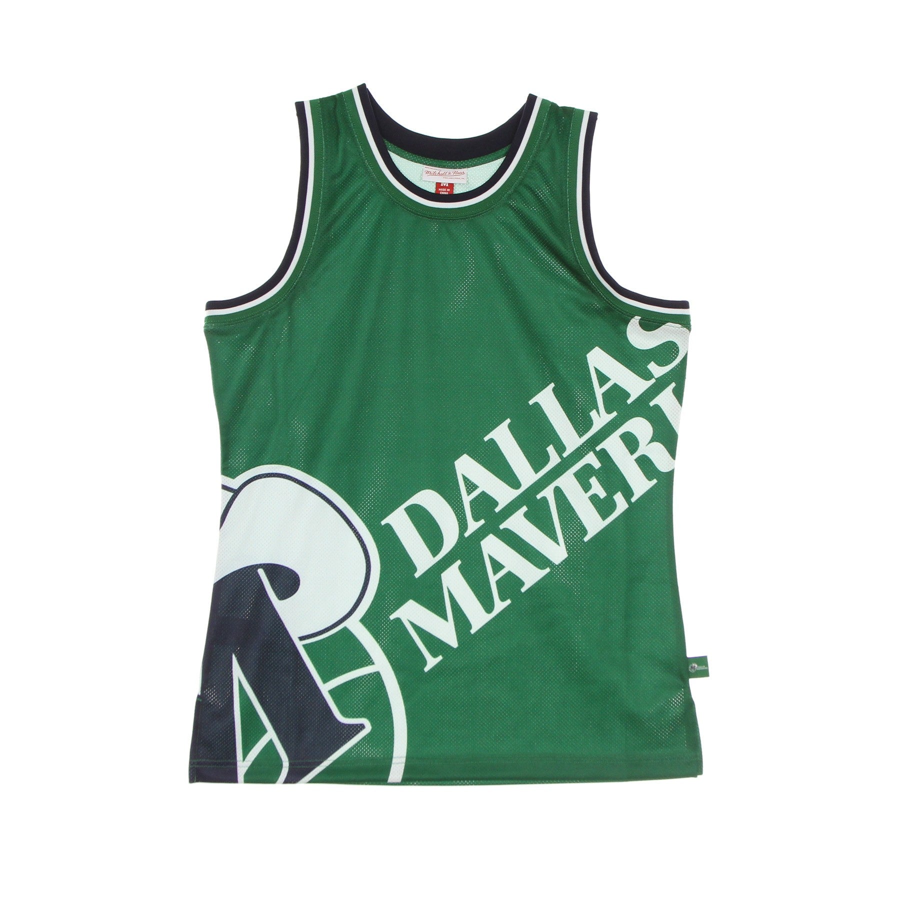 Mitchell & Ness, Canotta Basket Uomo Nba Big Face Blown Out Fashion Jersey Dalmav, Green/original Team Colors