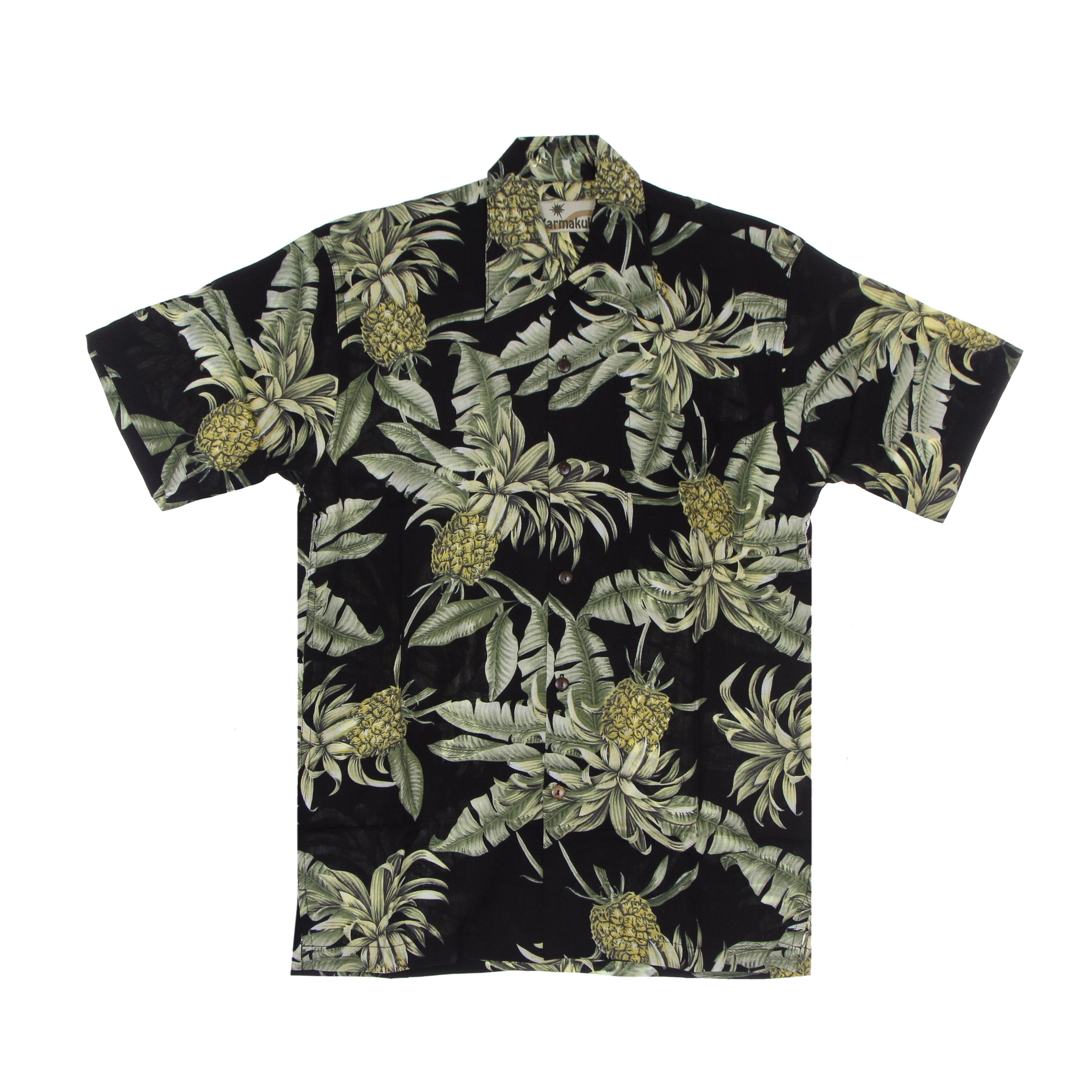 Short Sleeve Men's Hawaiian Shirt Big Pineapple Black