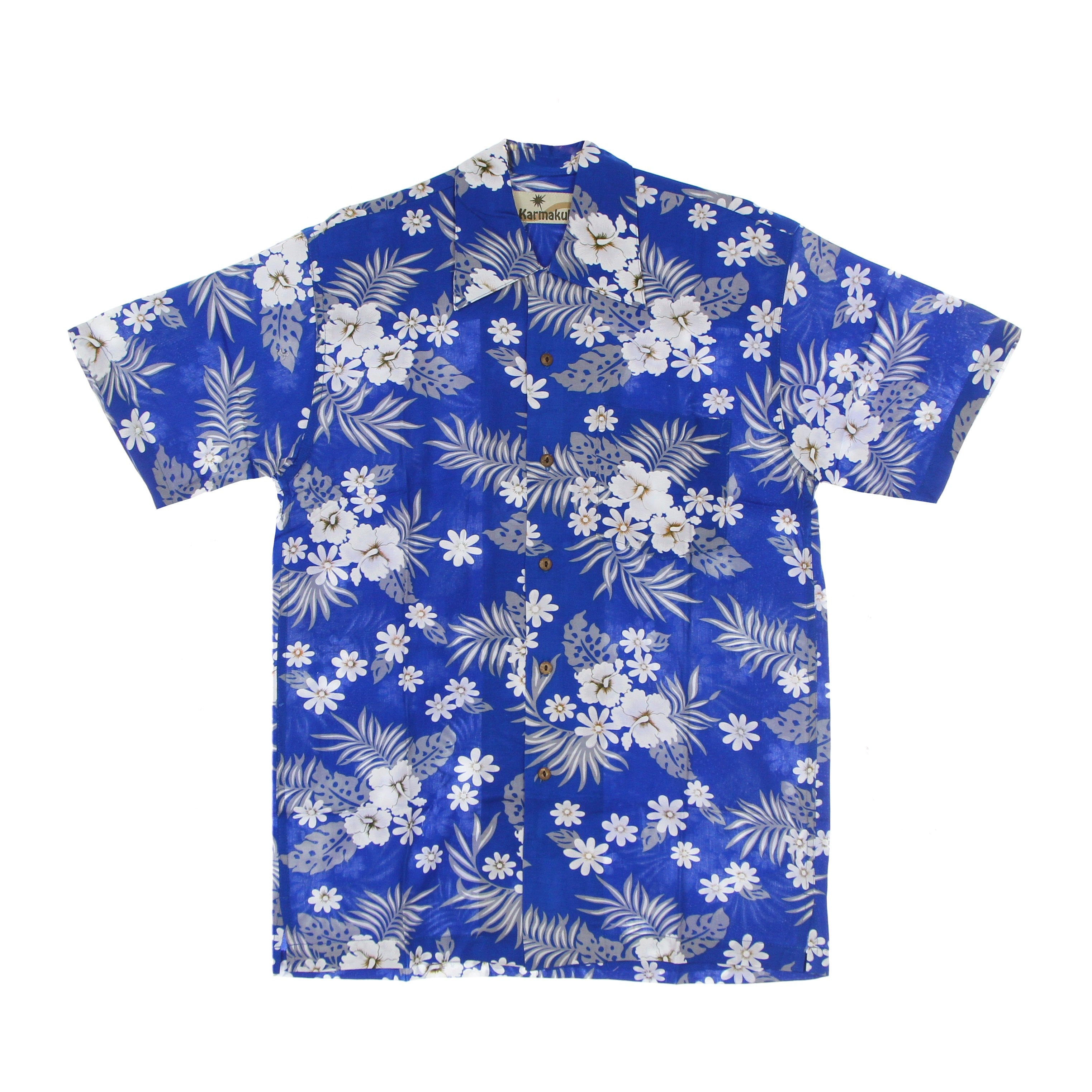 Camicia Manica Corta Uomo Hawaiian Shirt Bahamas L Blue