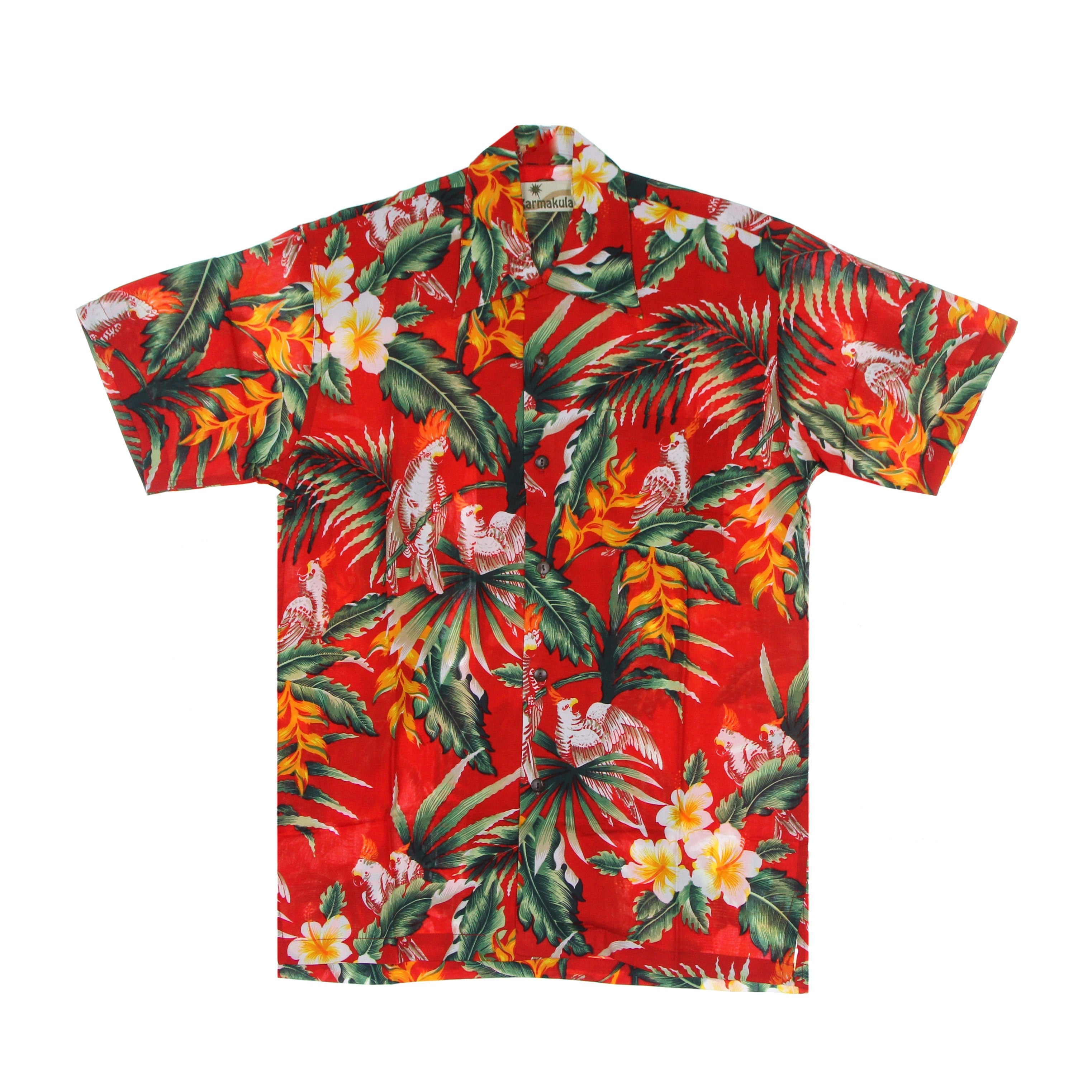 Hawaiian Shirt Paradise Birds Red Men's Short Sleeve Shirt