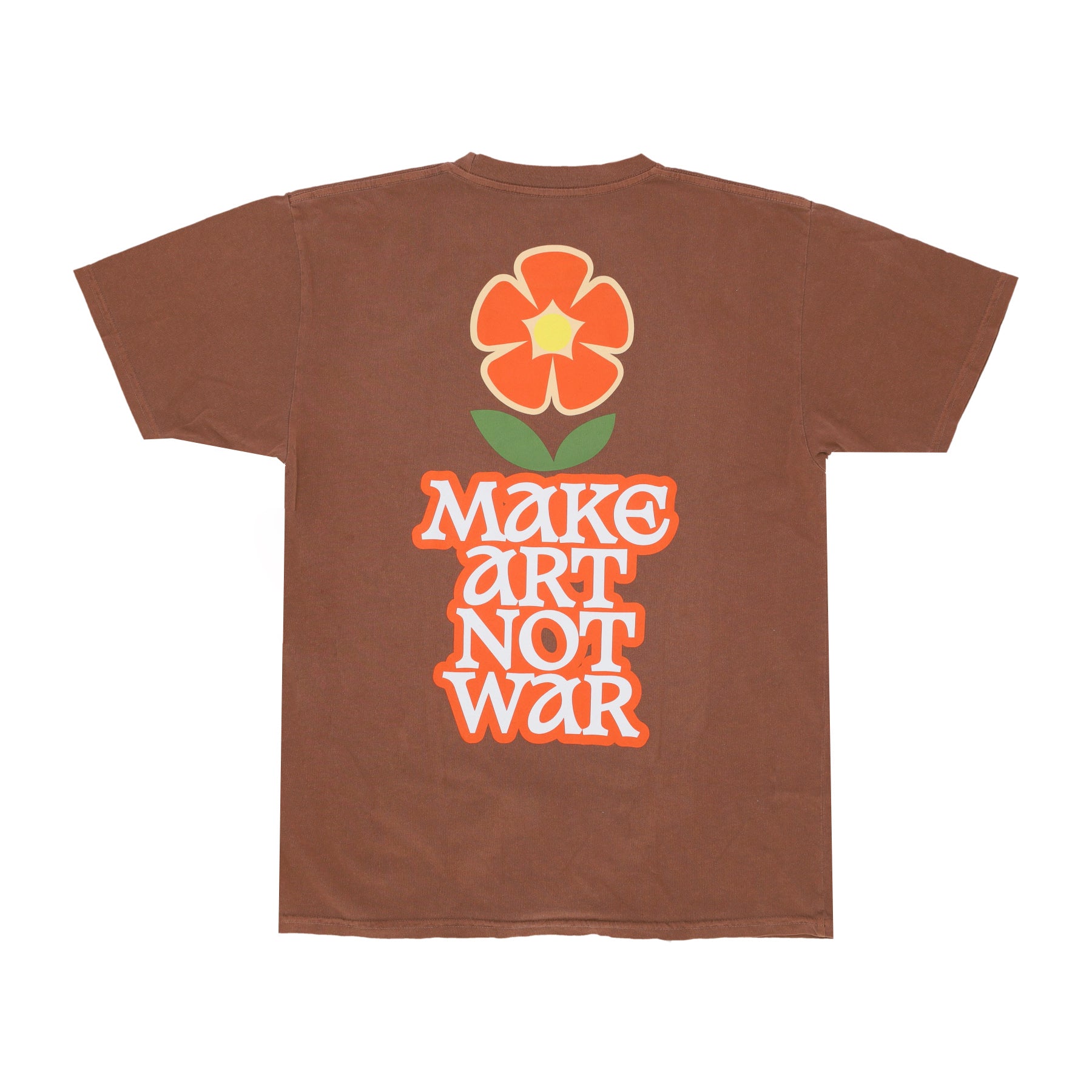 Men's T-Shirt Make Art Not War Flower Pigment Tee Mocha Bisque