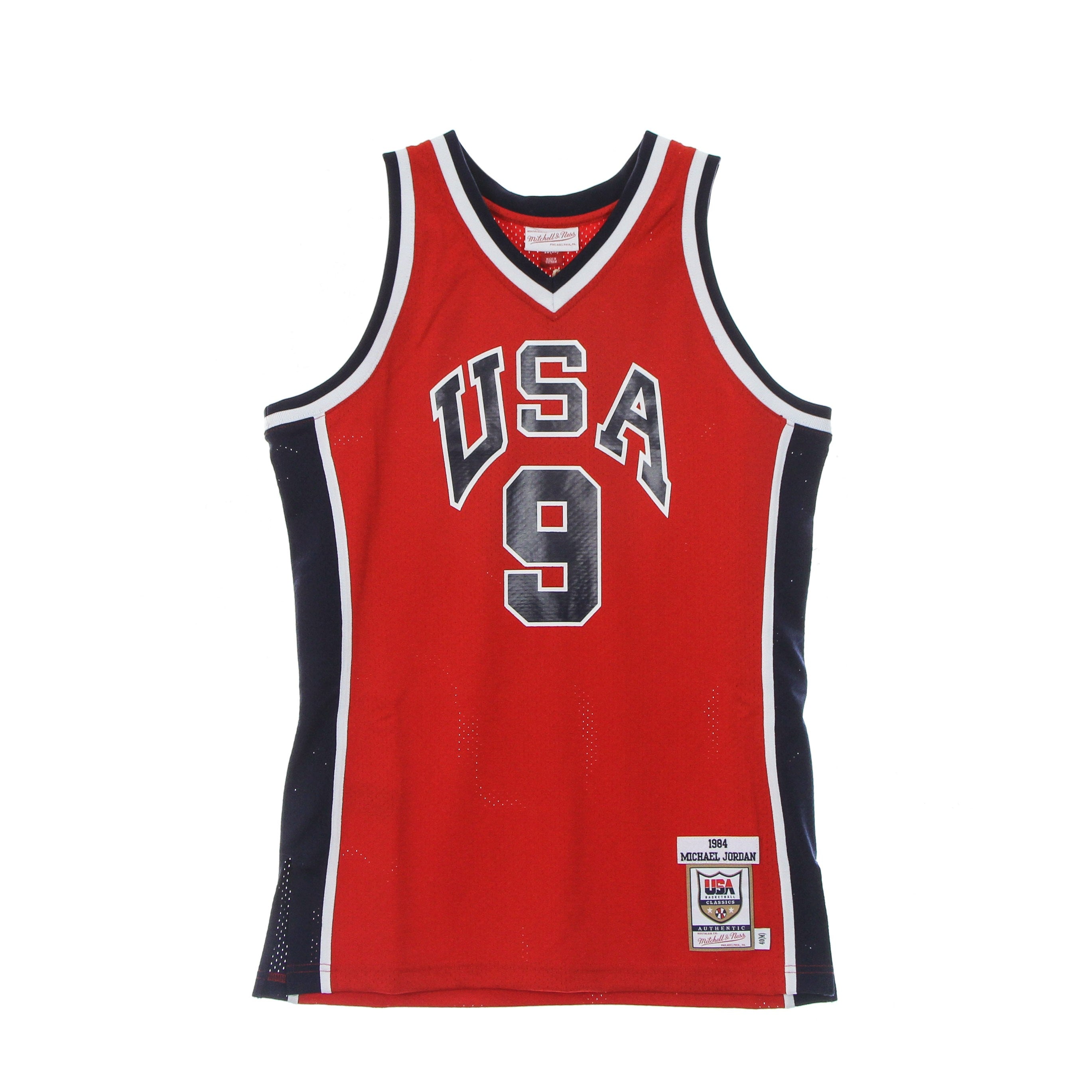 Mitchell & Ness, Canotta Basket Uomo Nba Authentic Jersey Hardwood Classics No 9 Michael Jordan 1984 Team Usa, Red