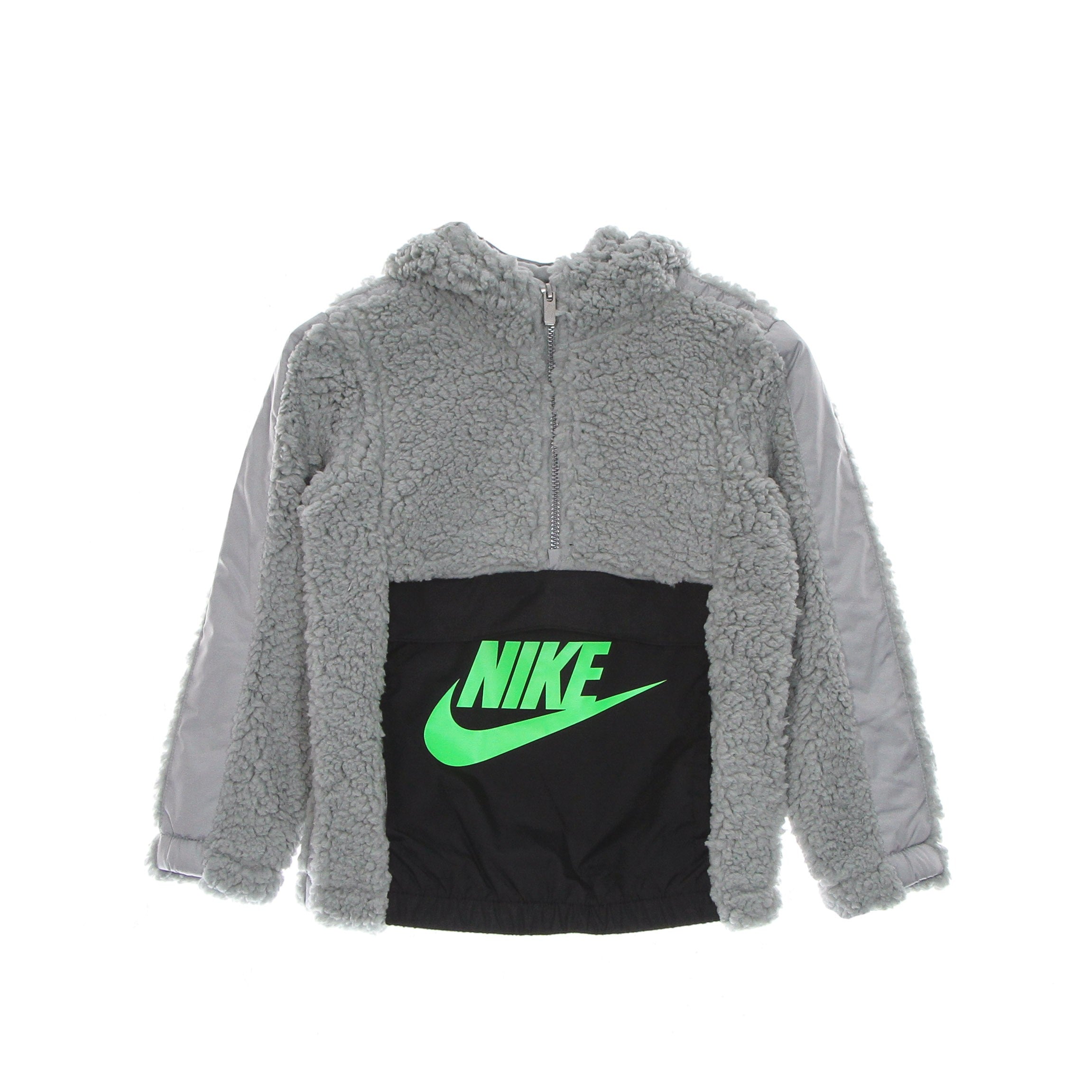 Nike, Felpa Cappuccio Zip Bambino Amplify Sherpa Half Zip, Light Smoke Grey