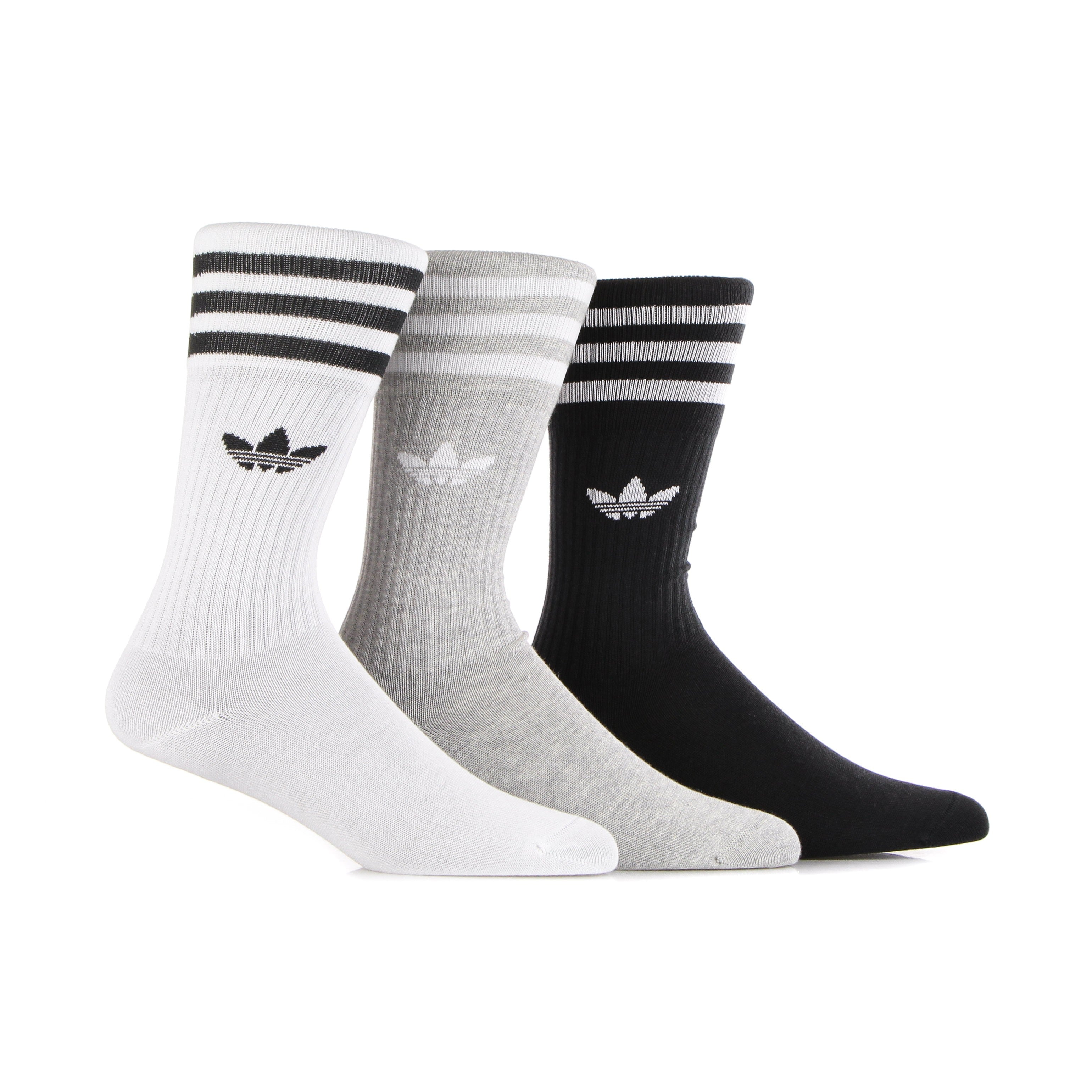 Adidas, Calza Media Uomo Solid Crew Socks, White/medium Grey Heather/black