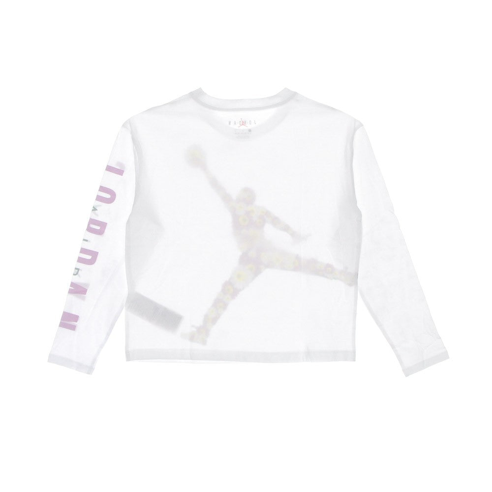 Long Sleeve T-Shirt for Girls Jumpman Flower White