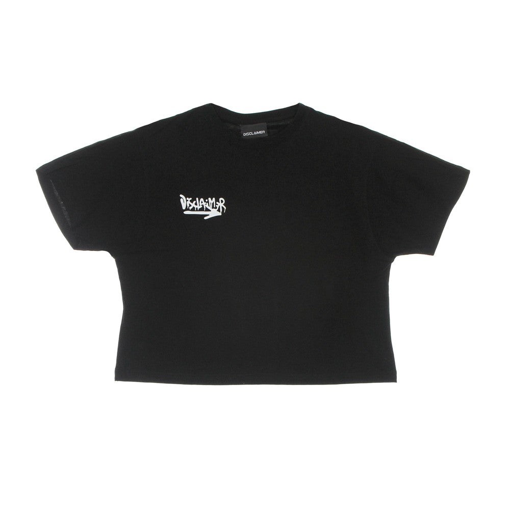 Women's Cropped T-Shirt Big Logo Back Tee Black