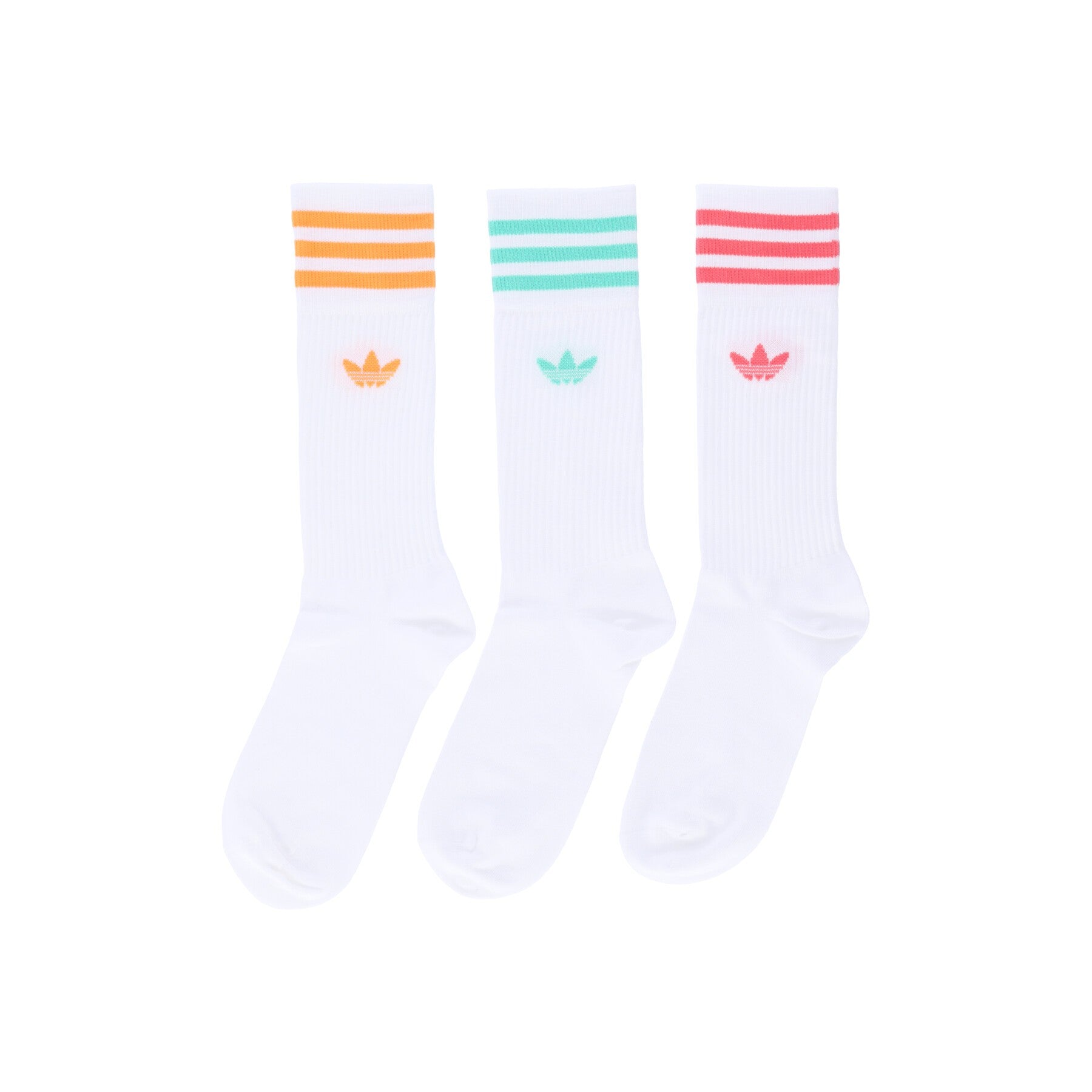 Adidas, Calza Media Uomo Solid Crew Socks 3pk, White/orange Rush/fluo Green/red