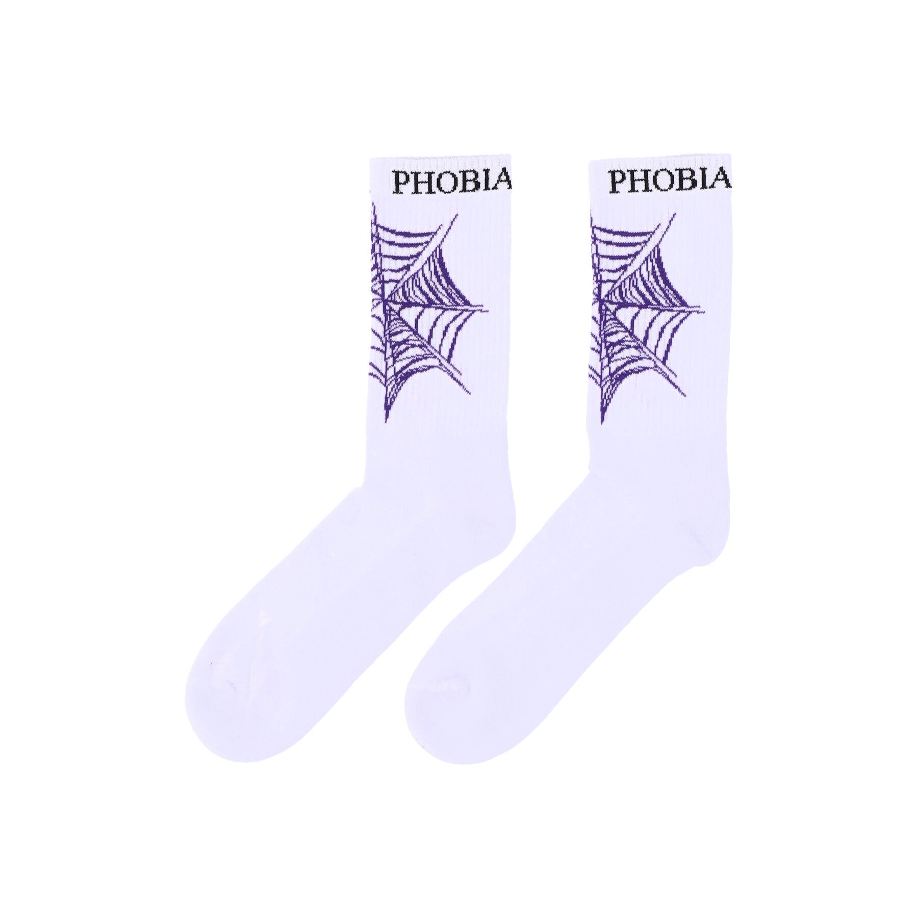 Phobia, Calza Media Uomo Cobweb Print Socks, White/purple