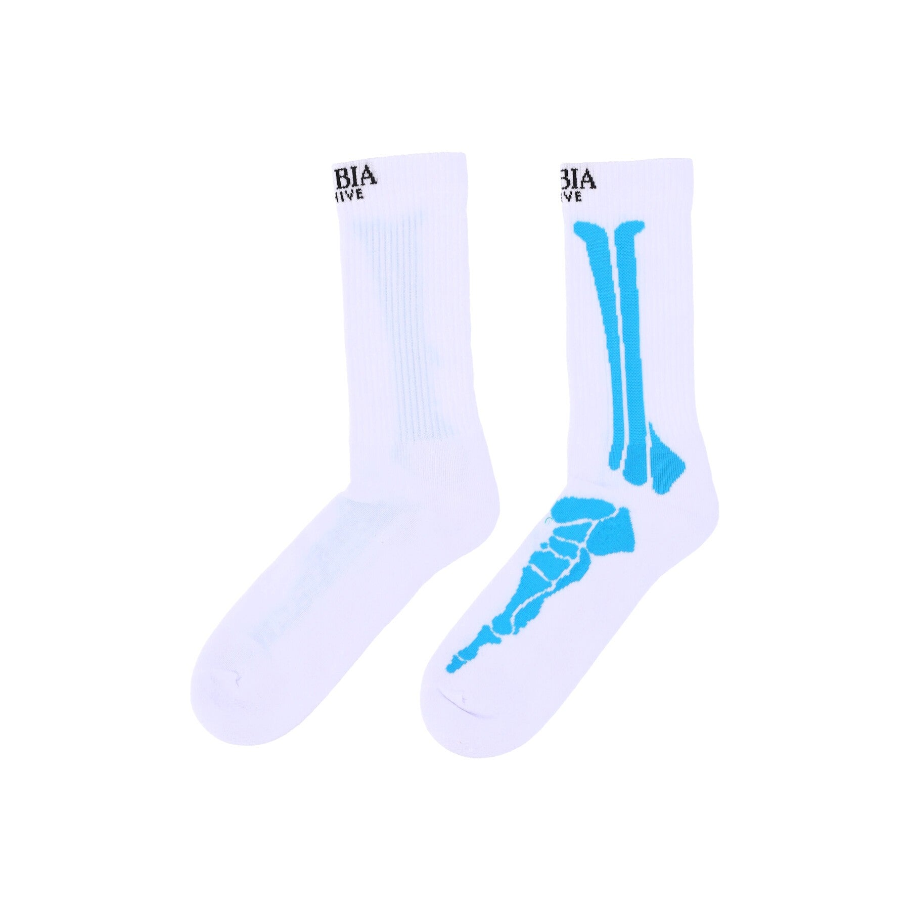 Phobia, Calza Media Uomo Bones Print Socks, White/lightblue