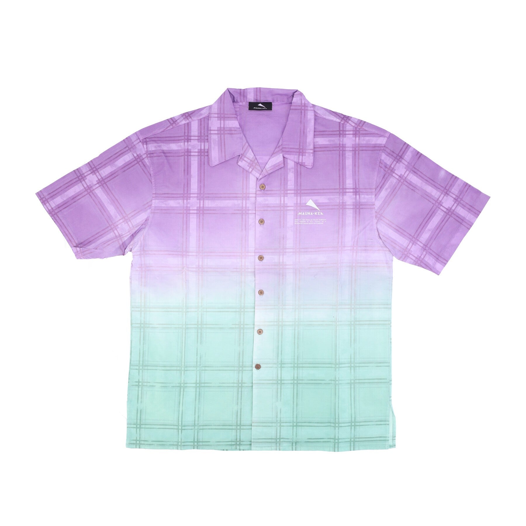 Men's Short Sleeve Shirt Checked Degrade' Bowling Shirt Purple/green