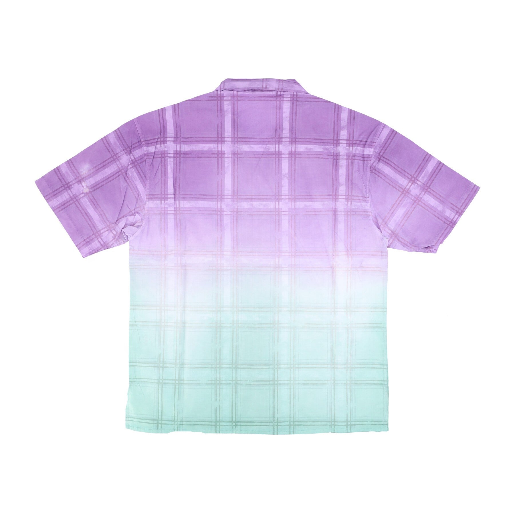 Men's Short Sleeve Shirt Checked Degrade' Bowling Shirt Purple/green