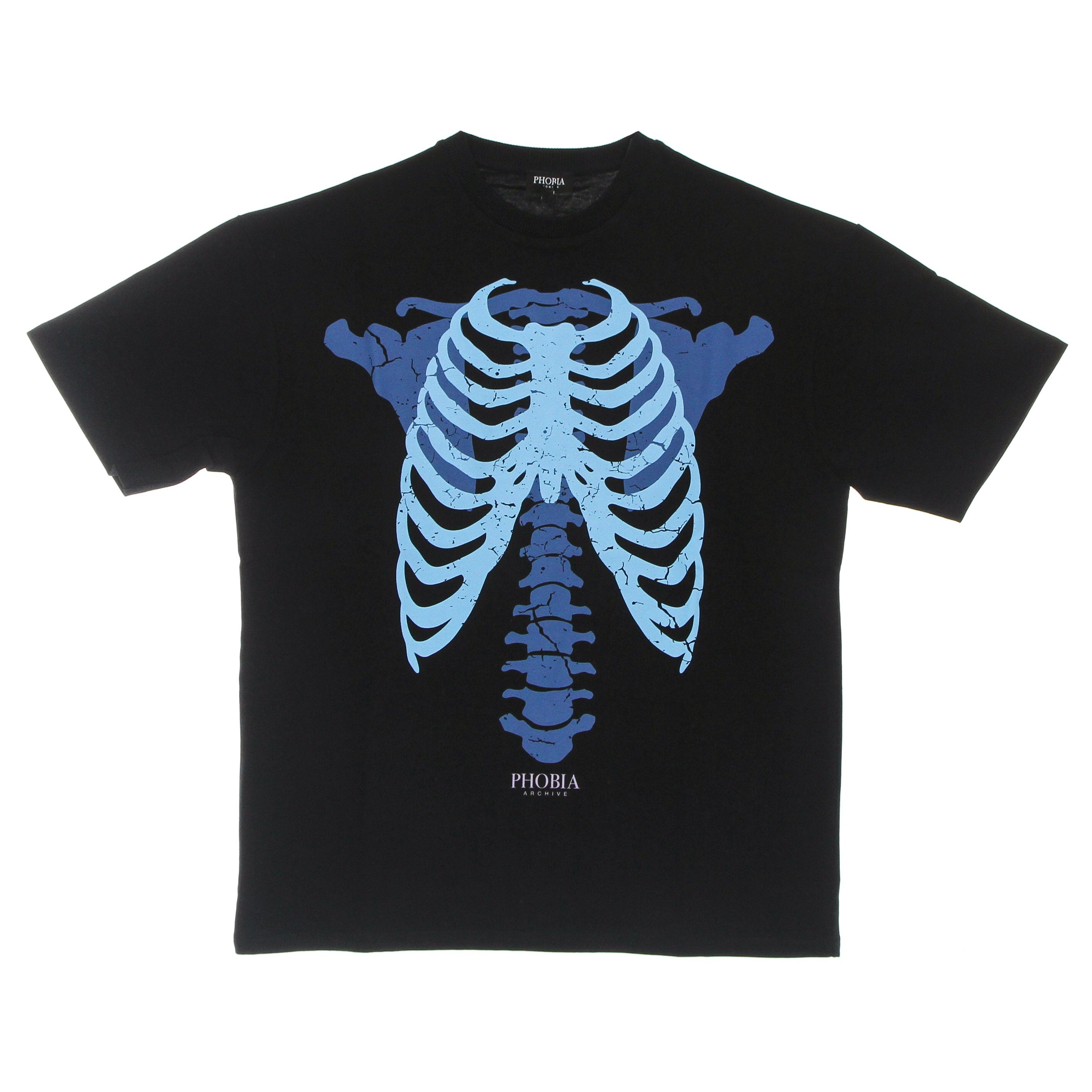 Phobia, Maglietta Uomo Skeleton Print Tee, Black/blue