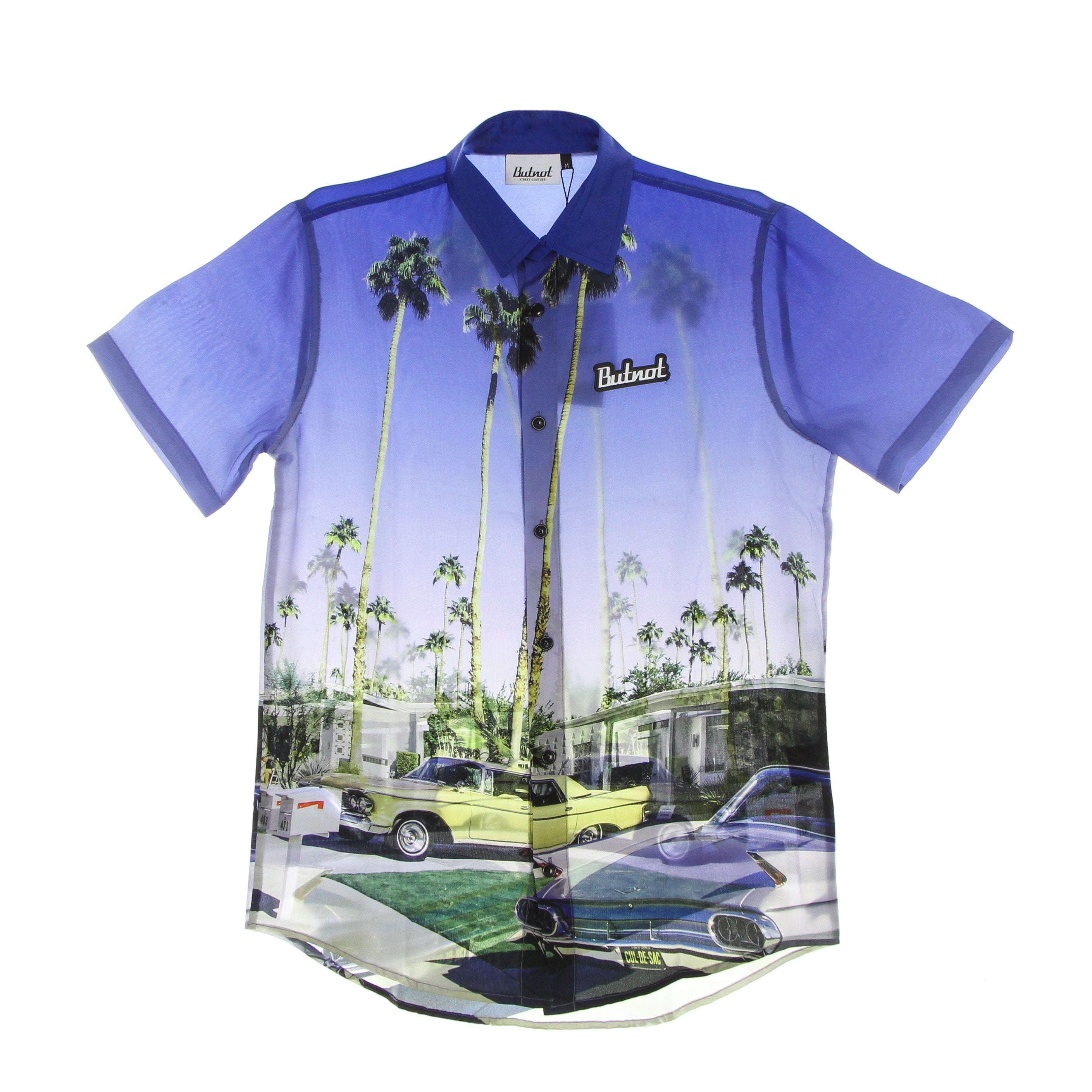 Palms Shirt Blue Men's Short Sleeve Shirt