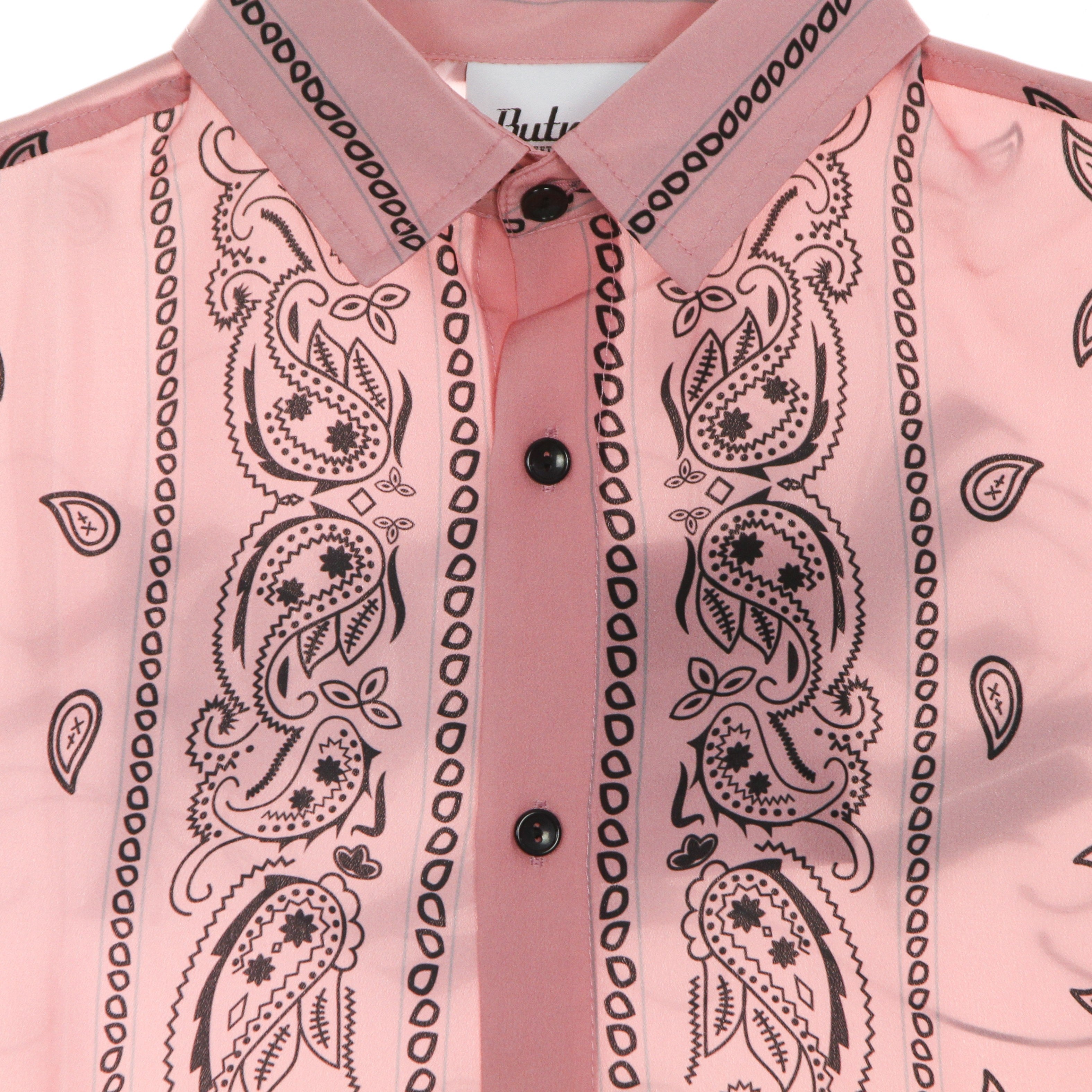 Short Sleeve Men's Bandana Shirt Pink