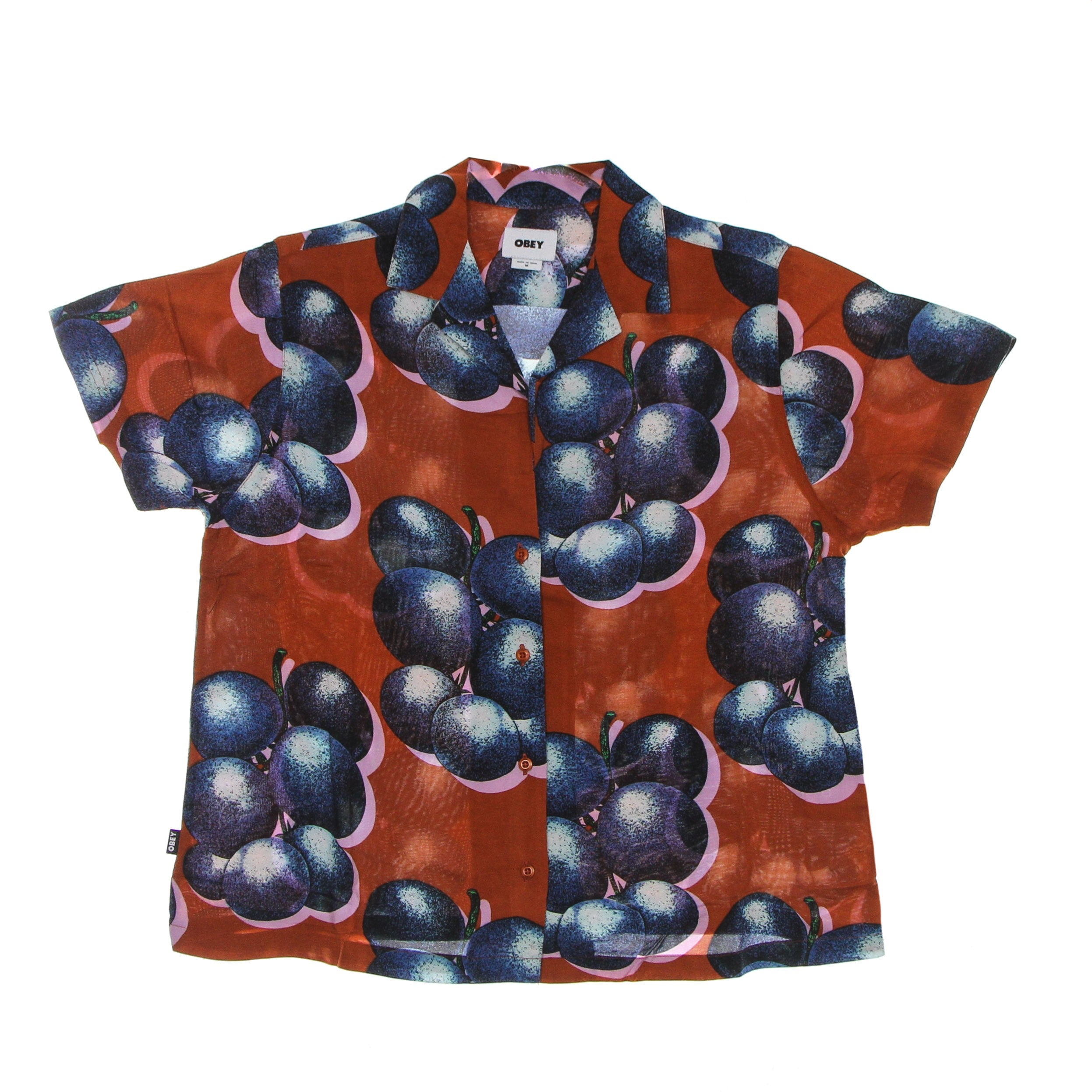 Women's Short Sleeve Shirt Blueberries Relaxed Shirt Bombay Brown Multi