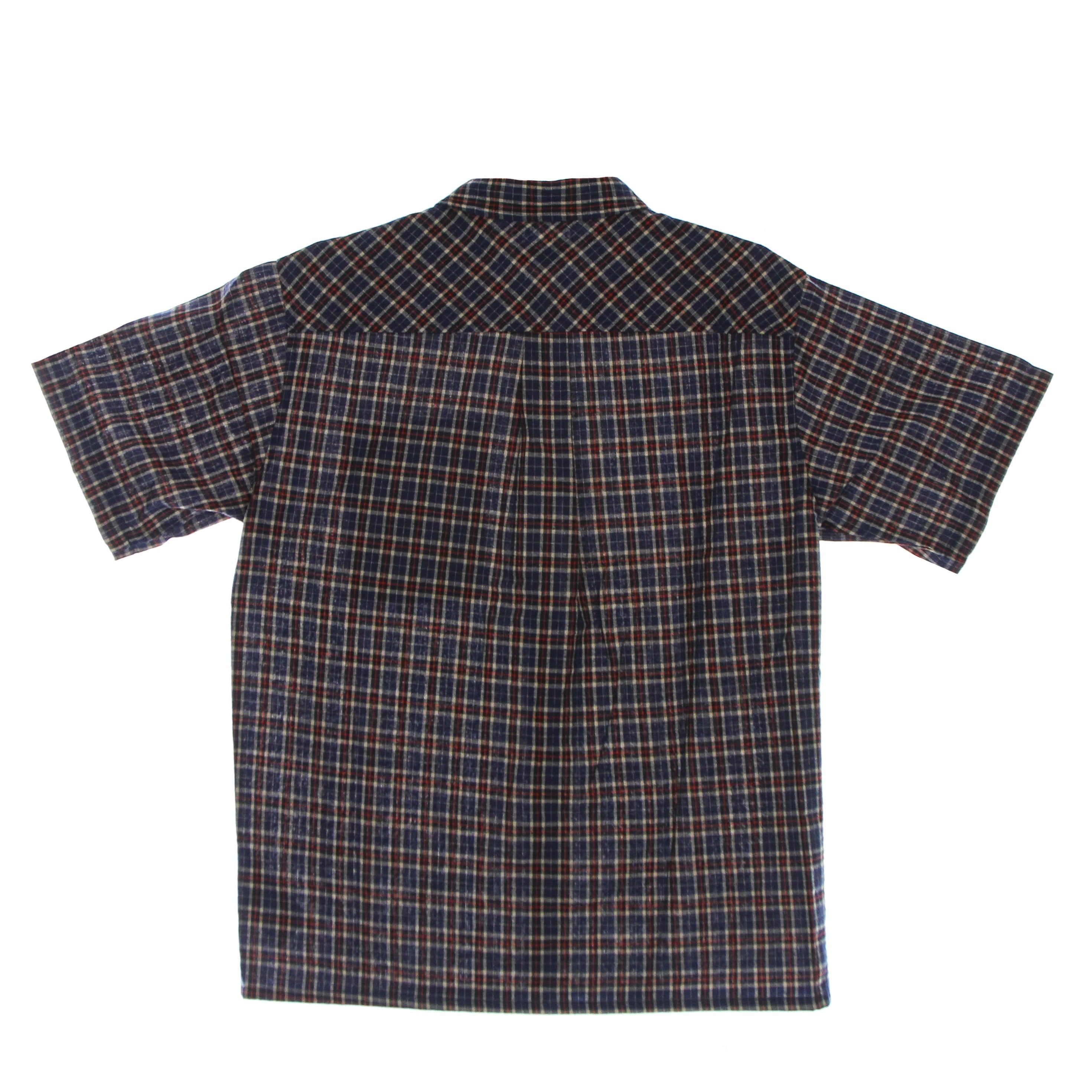 Men's Short Sleeve Shirt Mini Hand Shirt Blue Check