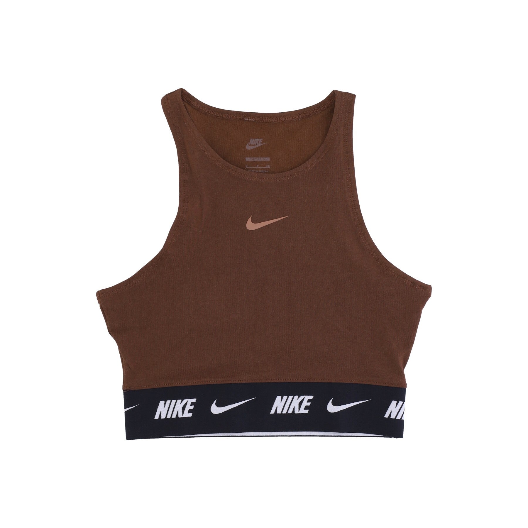 Nike, Top Donna Sportswear Crop Tape Top, Cacao Wow