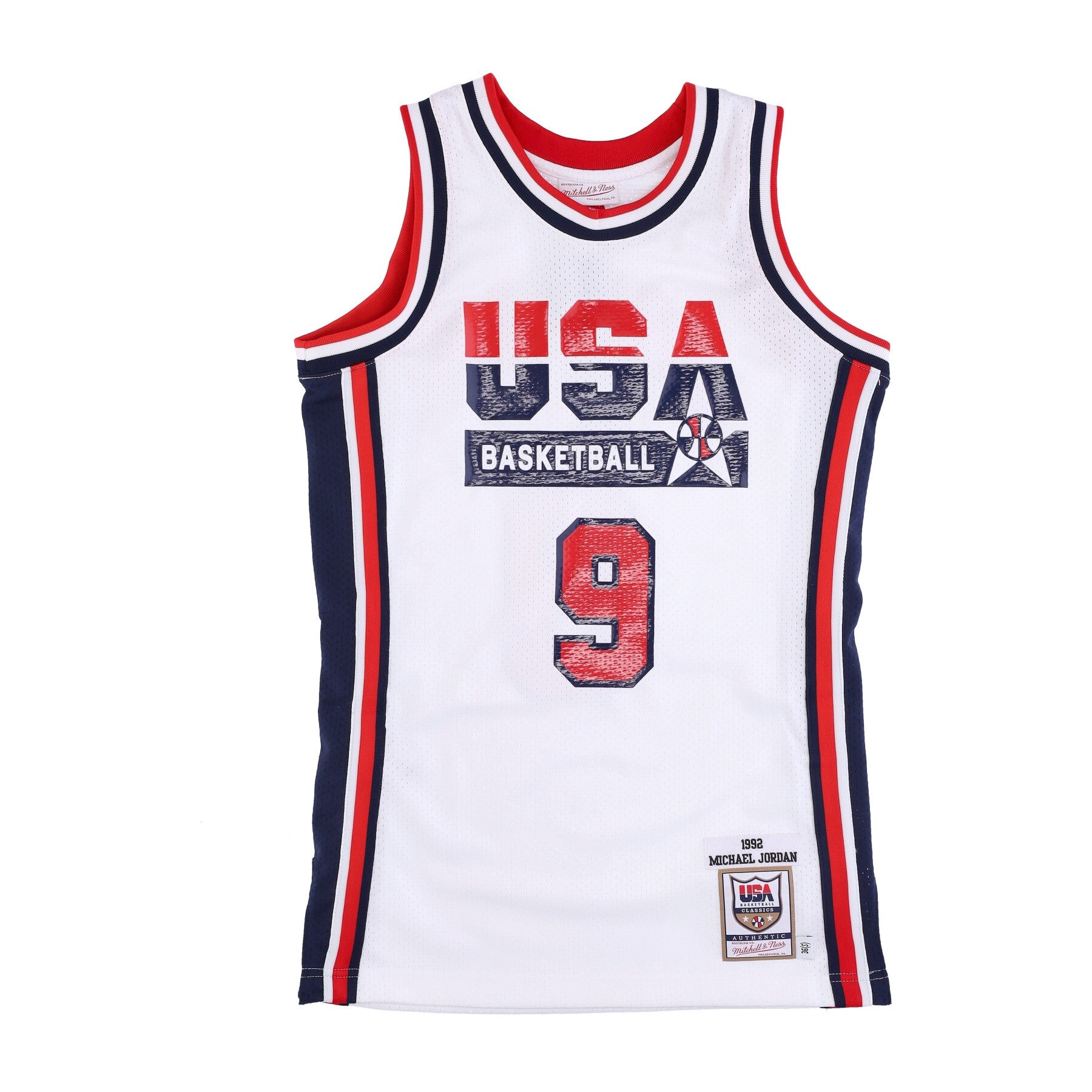Mitchell & Ness, Canotta Basket Uomo Nba Authentic Jersey Hardwood Classics No 9 Michael Jordan 1992 Team Usa, White