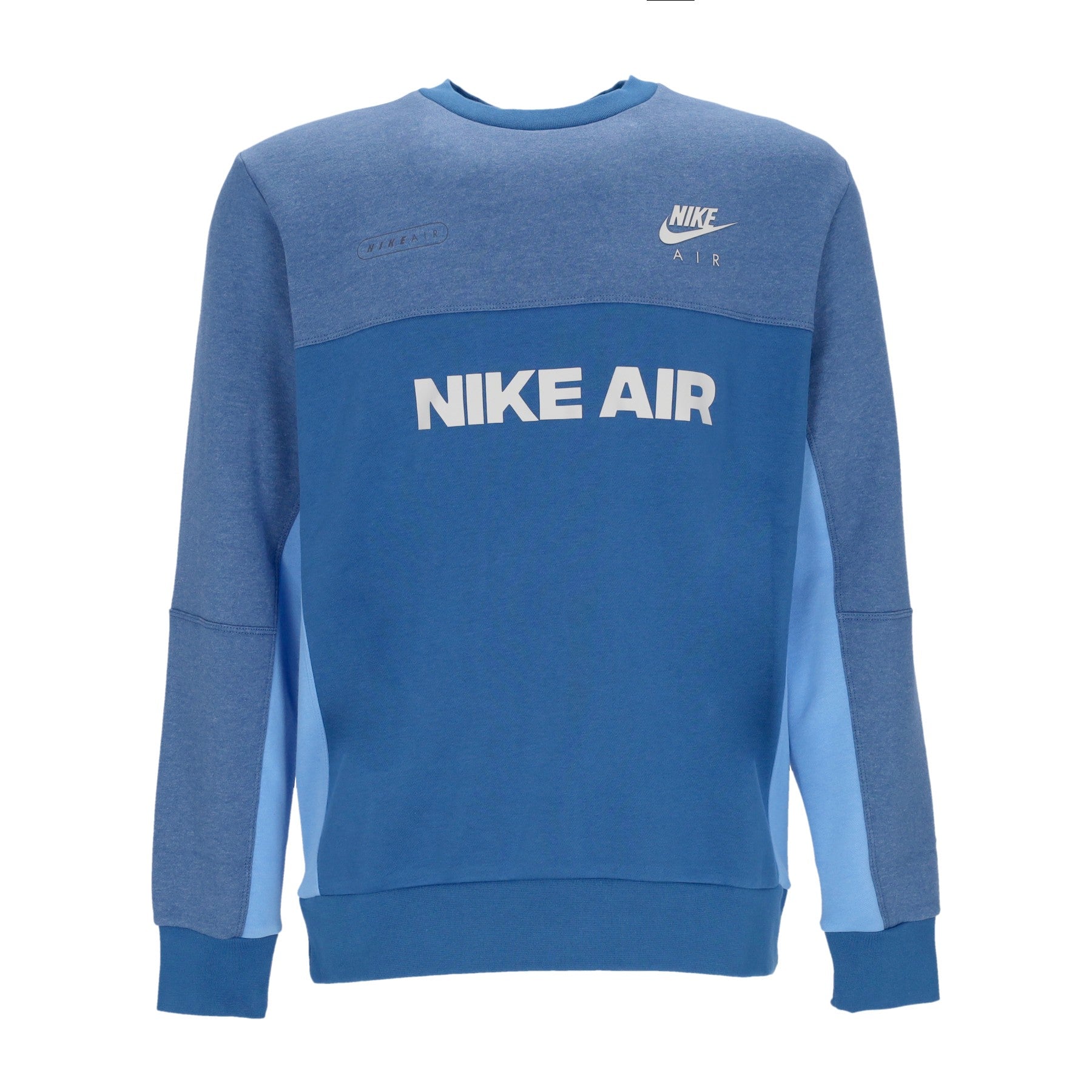 Nike, Felpa Girocollo Uomo Sportswear Air Brushed-back Crew, Dk Marina Blue/htr/light Bone
