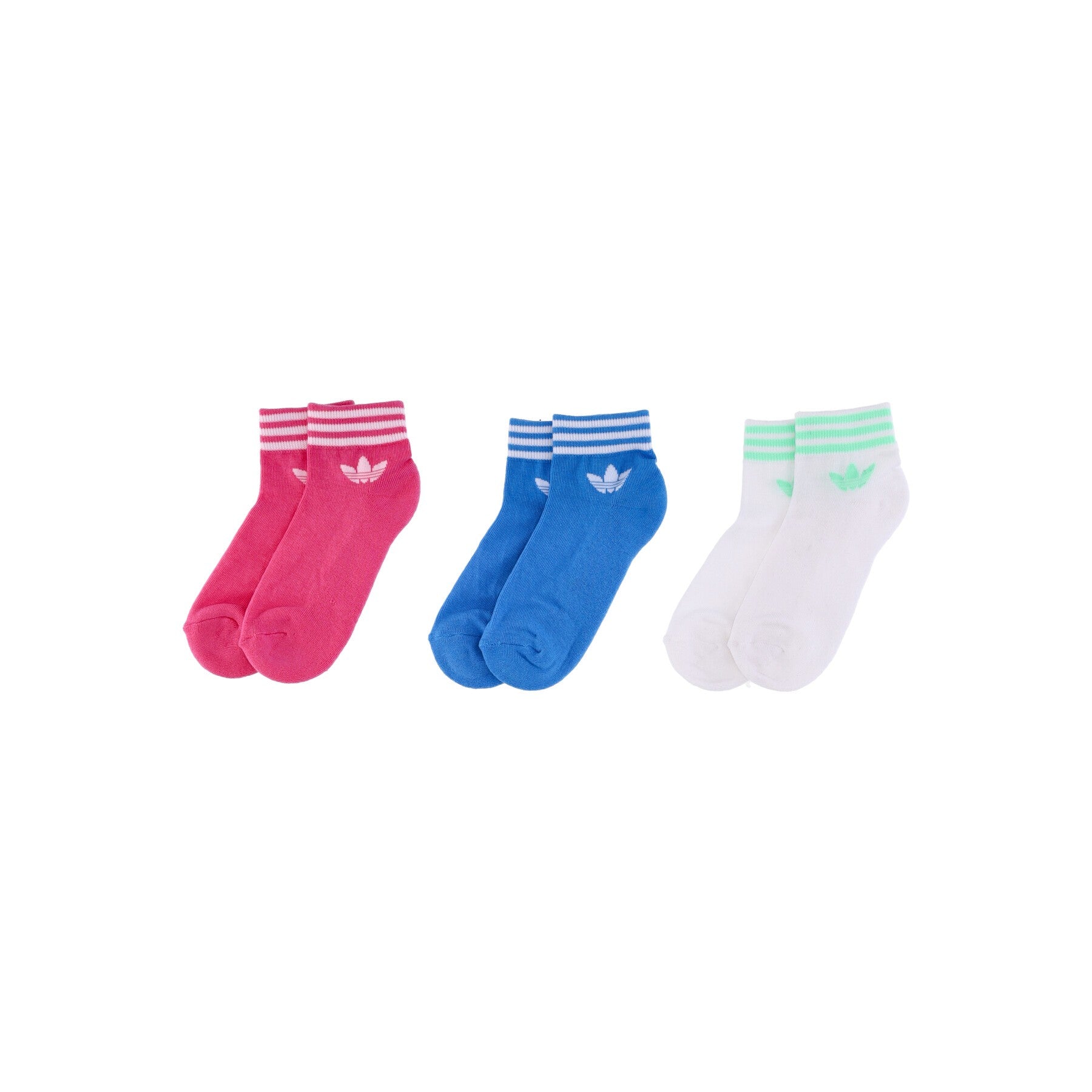 Adidas, Calza Bassa Uomo Trefoil Ankle Socks Hc 3-pack, White/pulse Magenta/pulse Blue