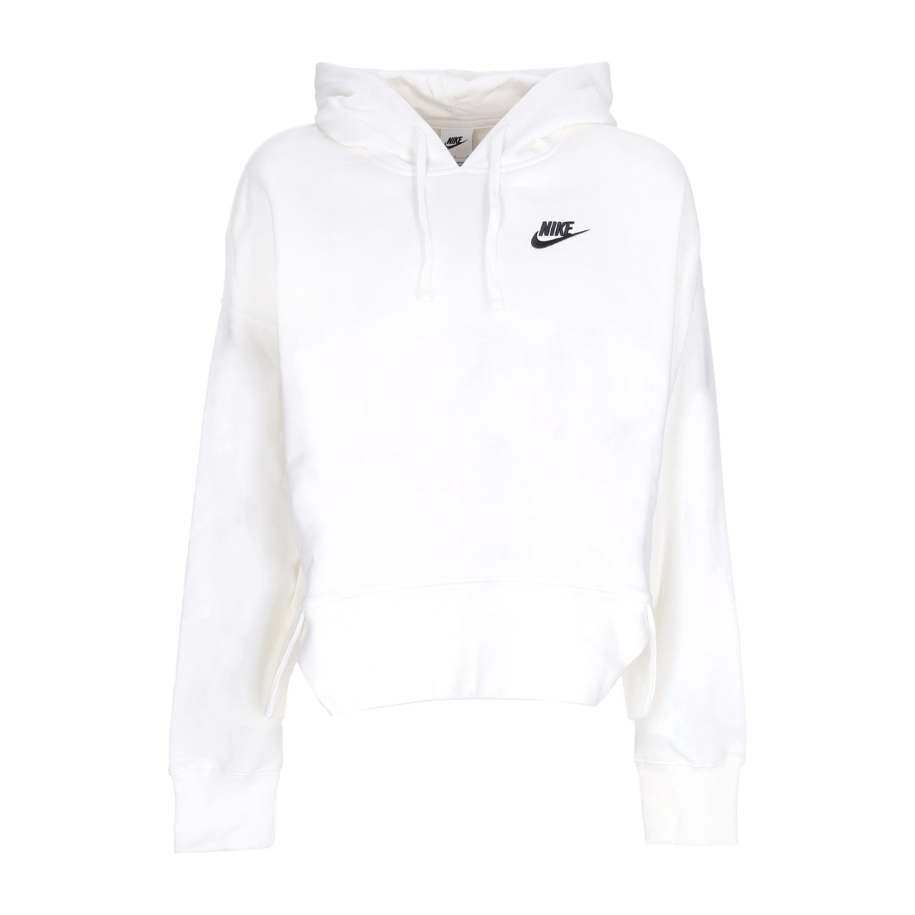 Nike, Felpa Cappuccio Donna Sportswear Club Fleece Oversized Hoodie Ssnl, White/black