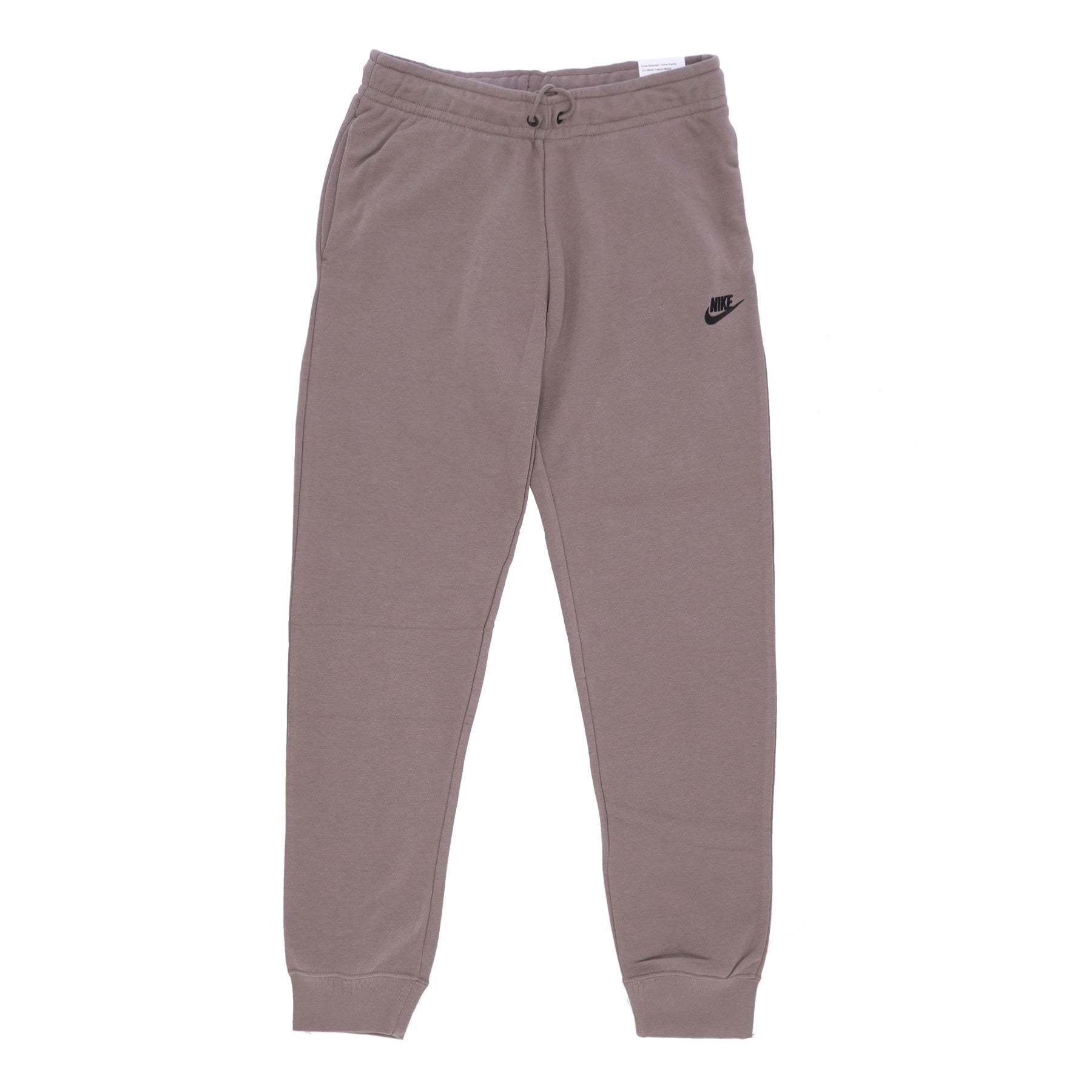 Nike, Pantalone Tuta Felpato Donna Sportswear Essential Pant Reg Fleece, Olive Grey/black