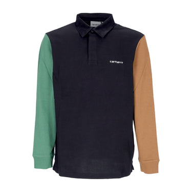 Carhartt Wip, Polo Manica Lunga Uomo Cord Rugby L/s Shirt, Black/multicolor