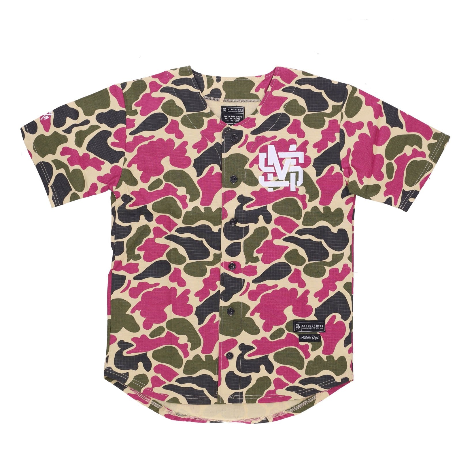Men's Monogram Baseball Jersey Camouflage Button Coat