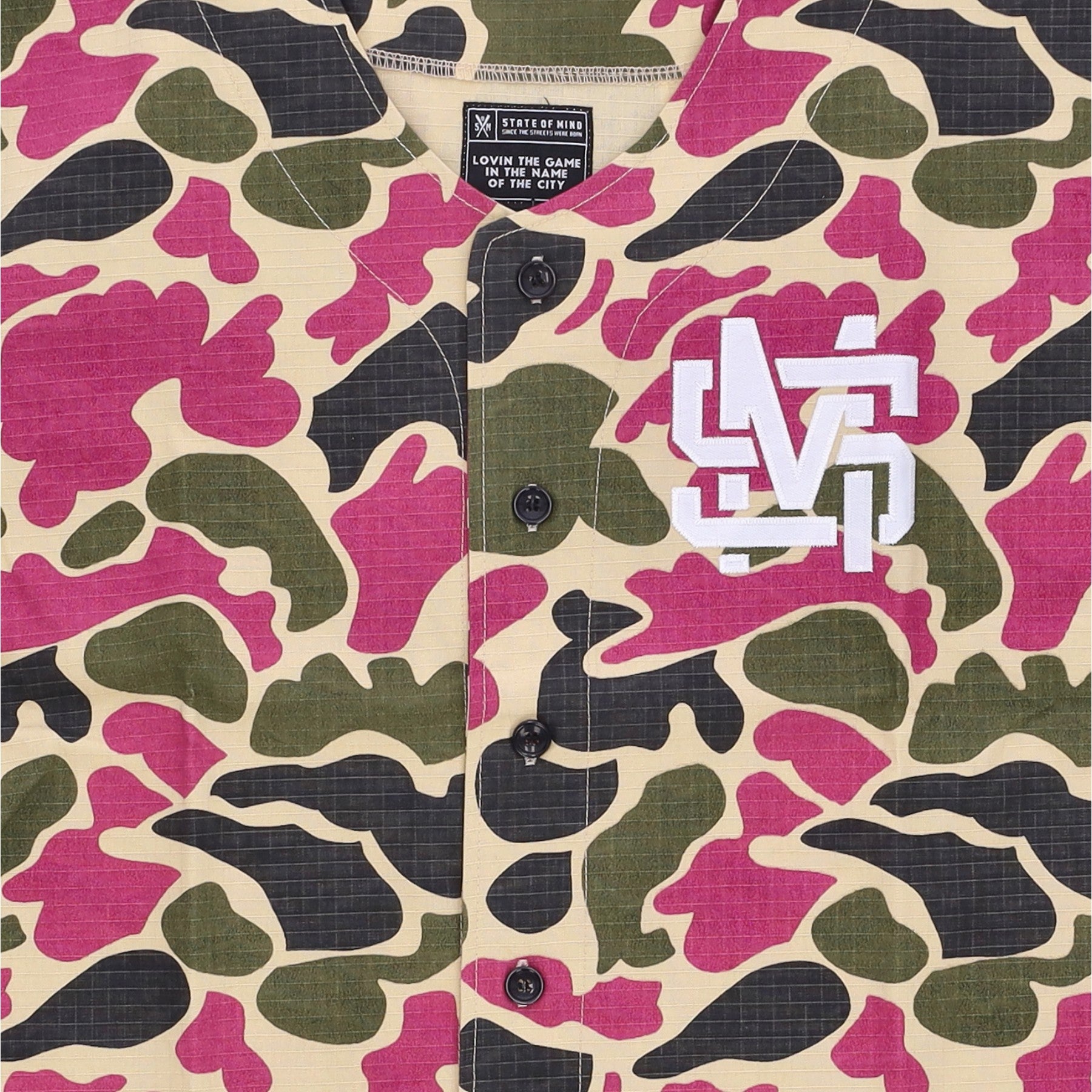 Men's Monogram Baseball Jersey Camouflage Button Coat