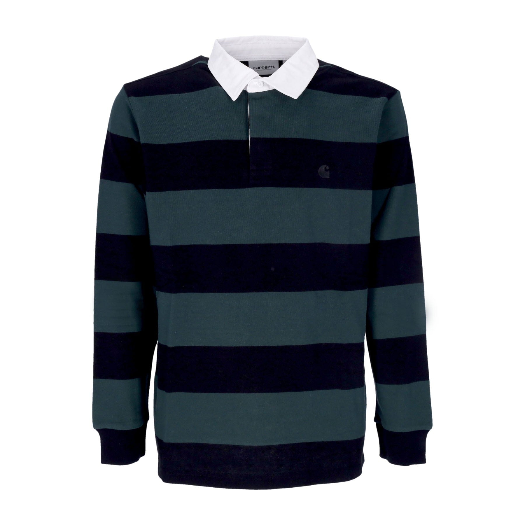Carhartt Wip, Polo Manica Lunga Uomo L/s Jagger Rugby Shirt, Jagger Stripe/juniper