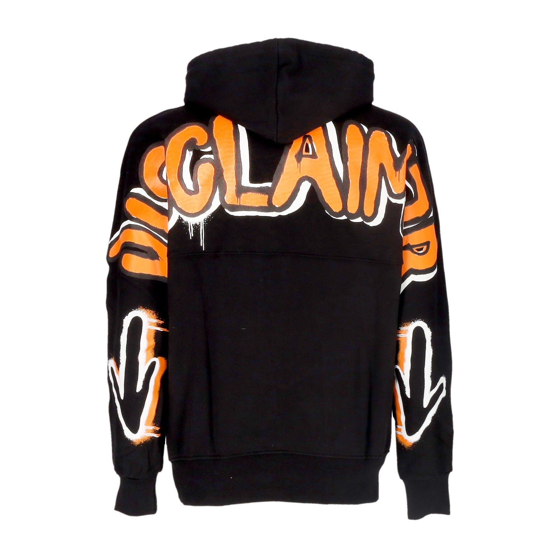 Men's Lightweight Hooded Sweatshirt Back Colored Big Logo Hoodie Black/orange