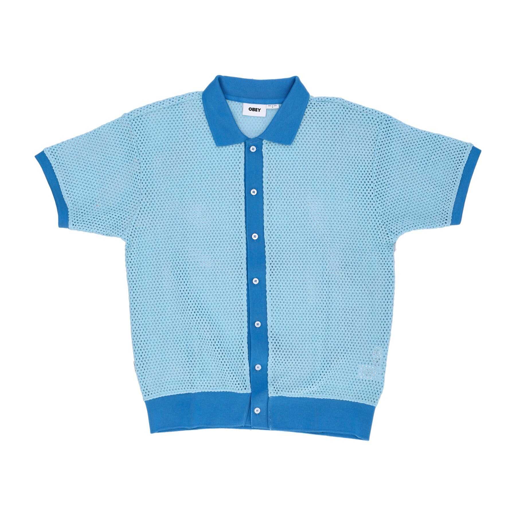 Grove Men's Short Sleeve Polo Button Up Polo Sky Blue