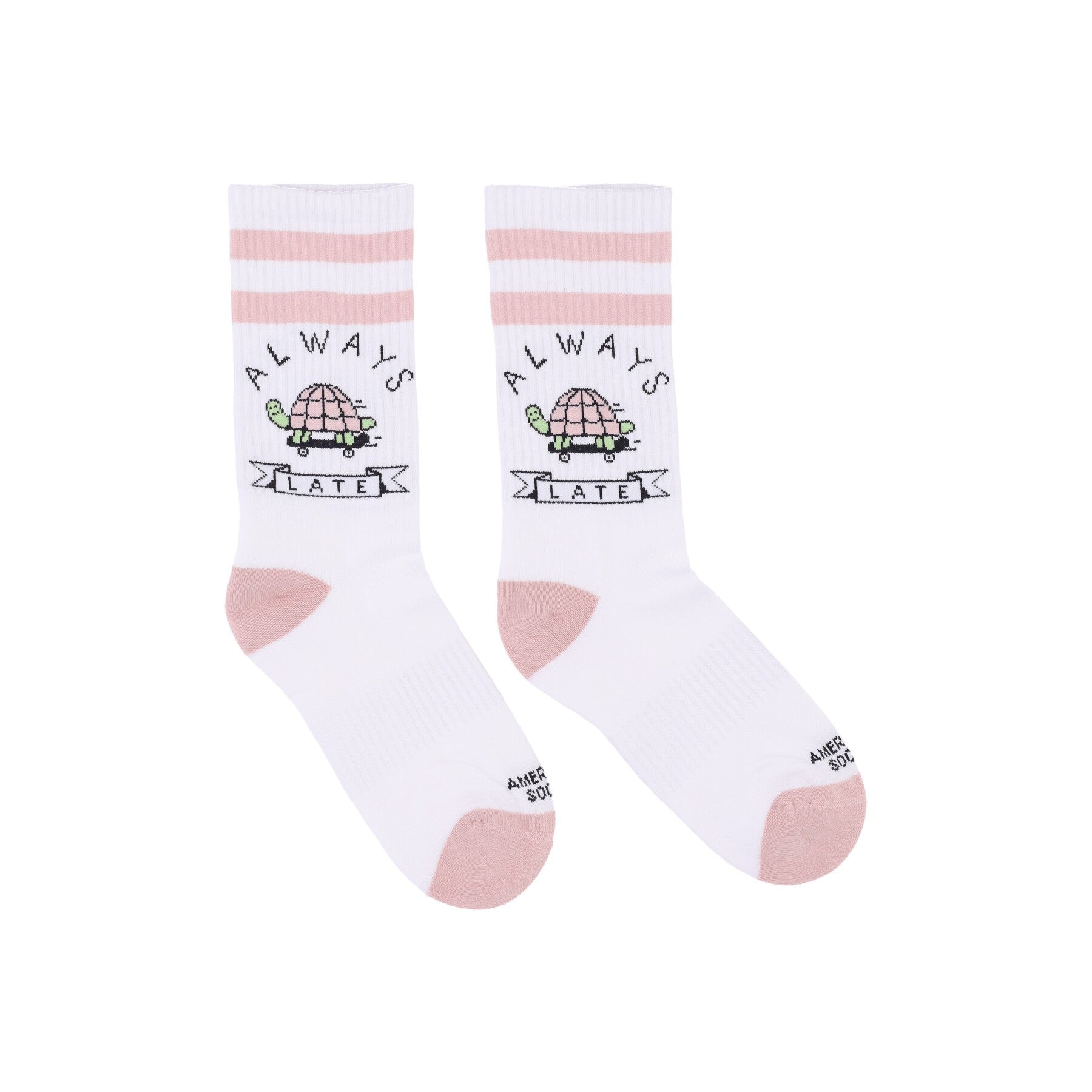 Medium Men's Sock Mid High Always Late White/pink