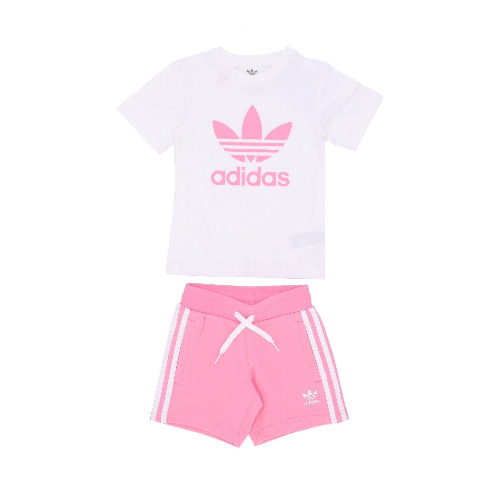 T-shirt+shorts Set Girls Short Tee Set White/bliss Pink