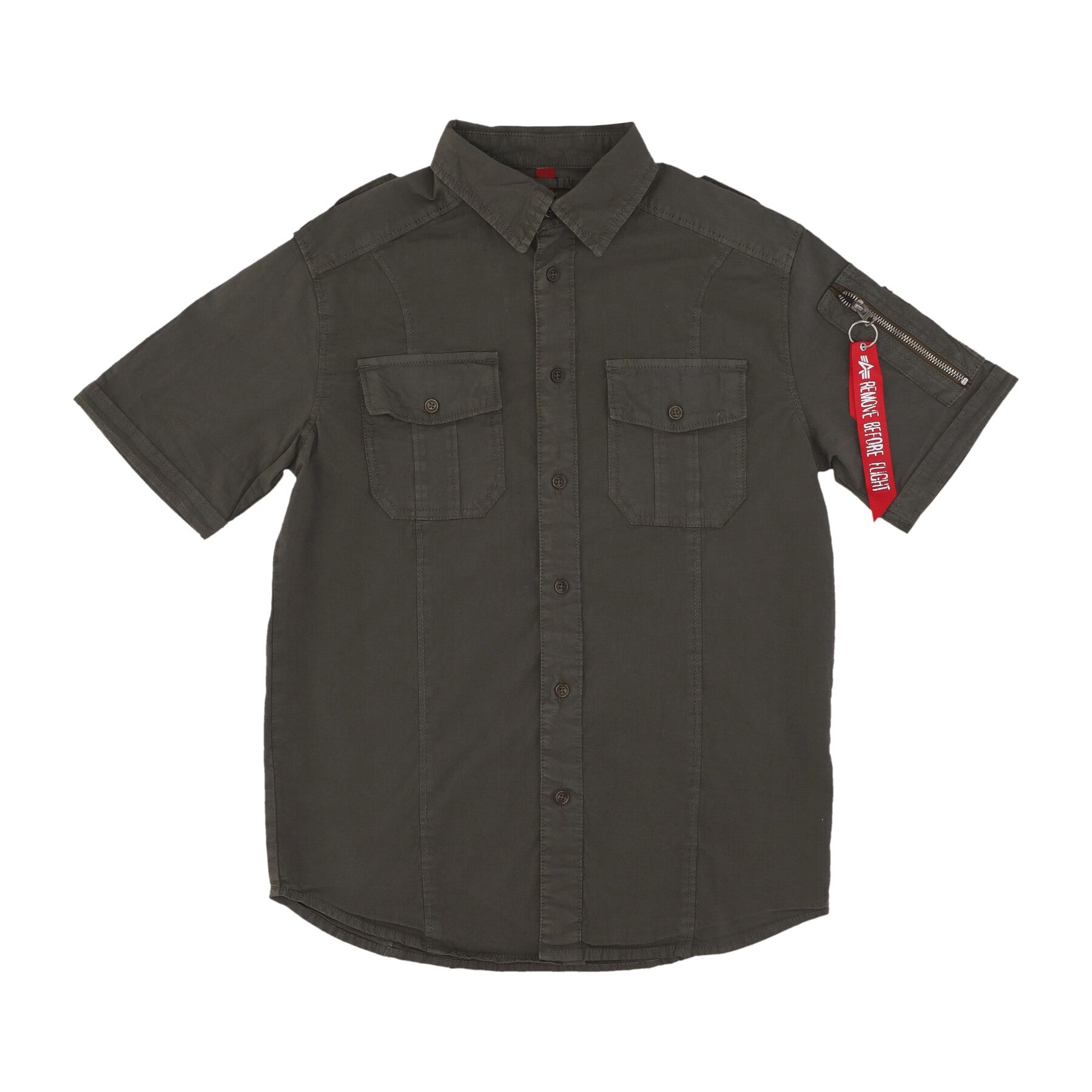 Alpha Industries, Camicia Manica Corta Uomo Basic Shirt, Grey Black